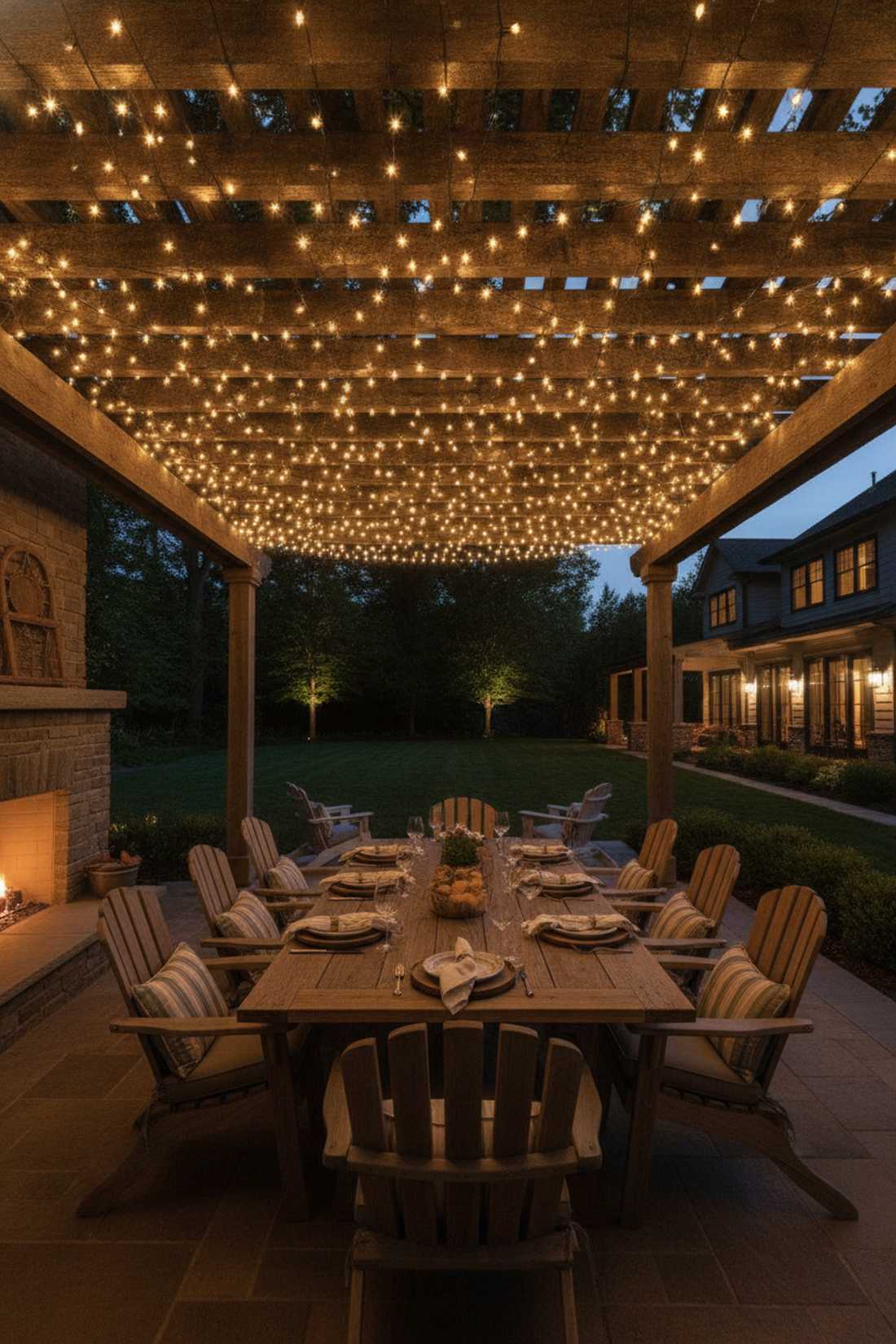 pergola string light weave