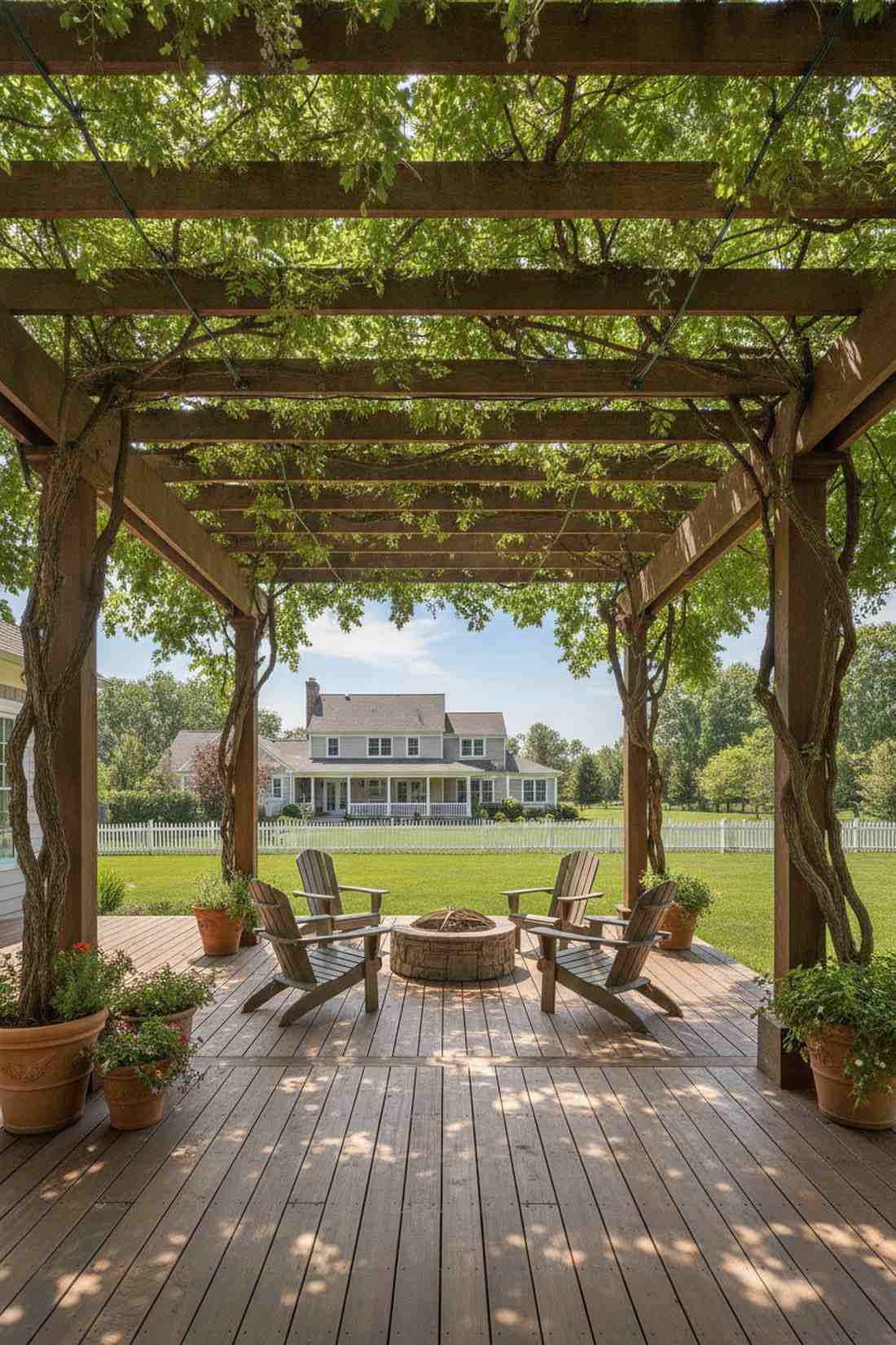 pergola with climbing vine canopy