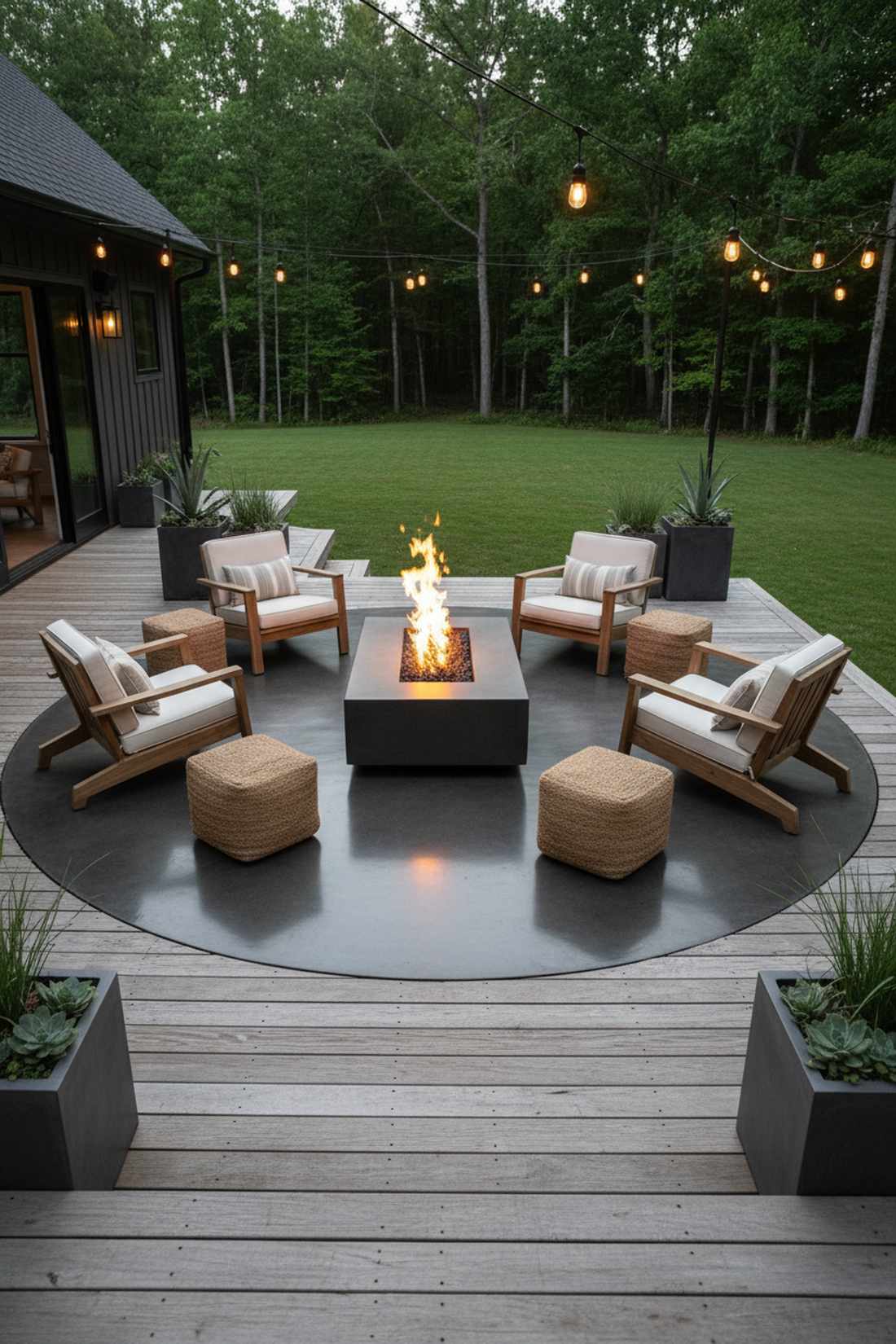 polished concrete pads for fire feature zones