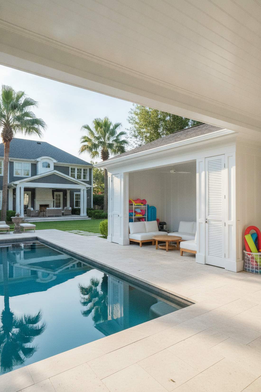 poolside cabana with storage