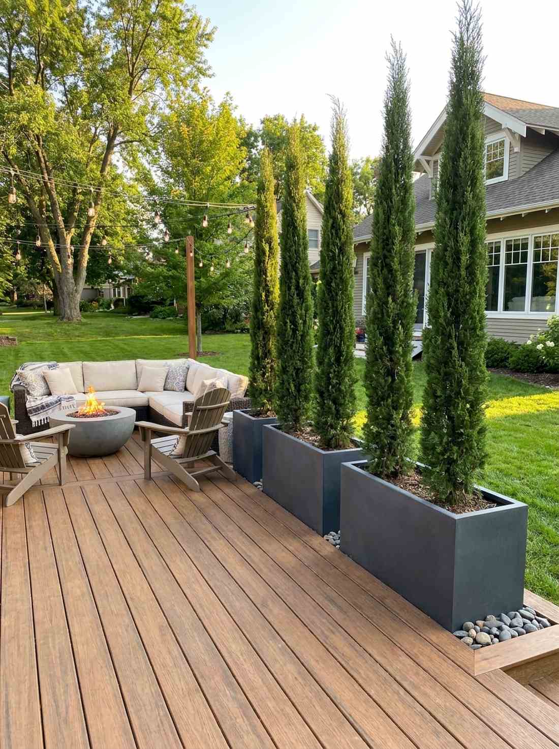 potted evergreen boundary