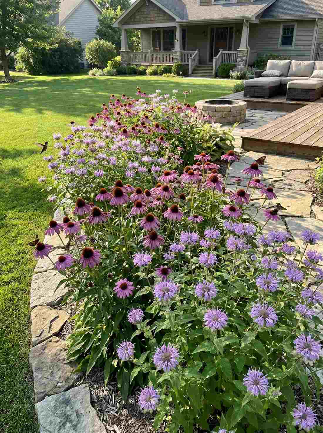 purple coneflower bee balm