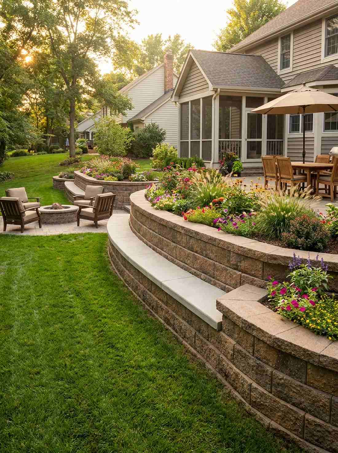 raised bed wall bench combination