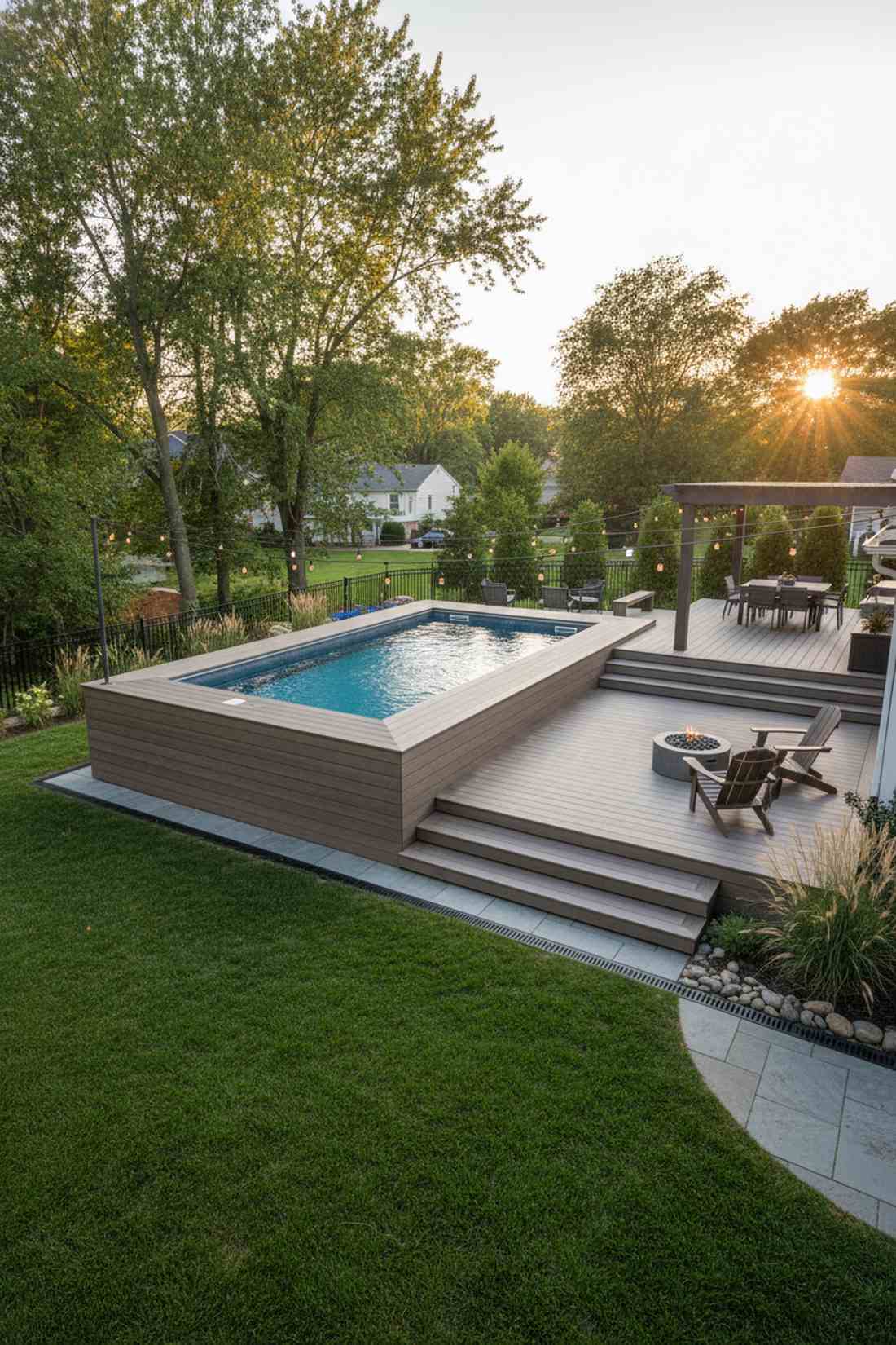 raised pool on platform deck