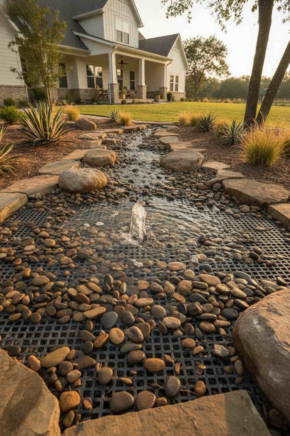 river rock bubbler