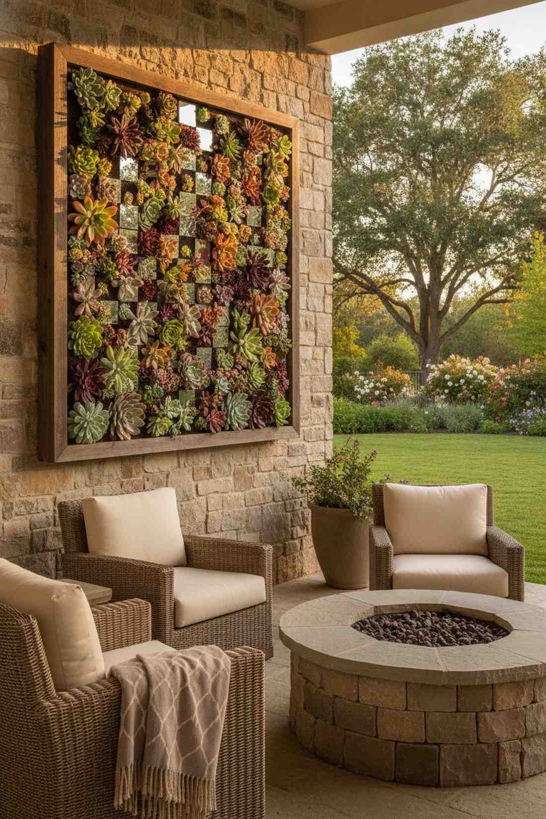 succulent wall art with mirror accents