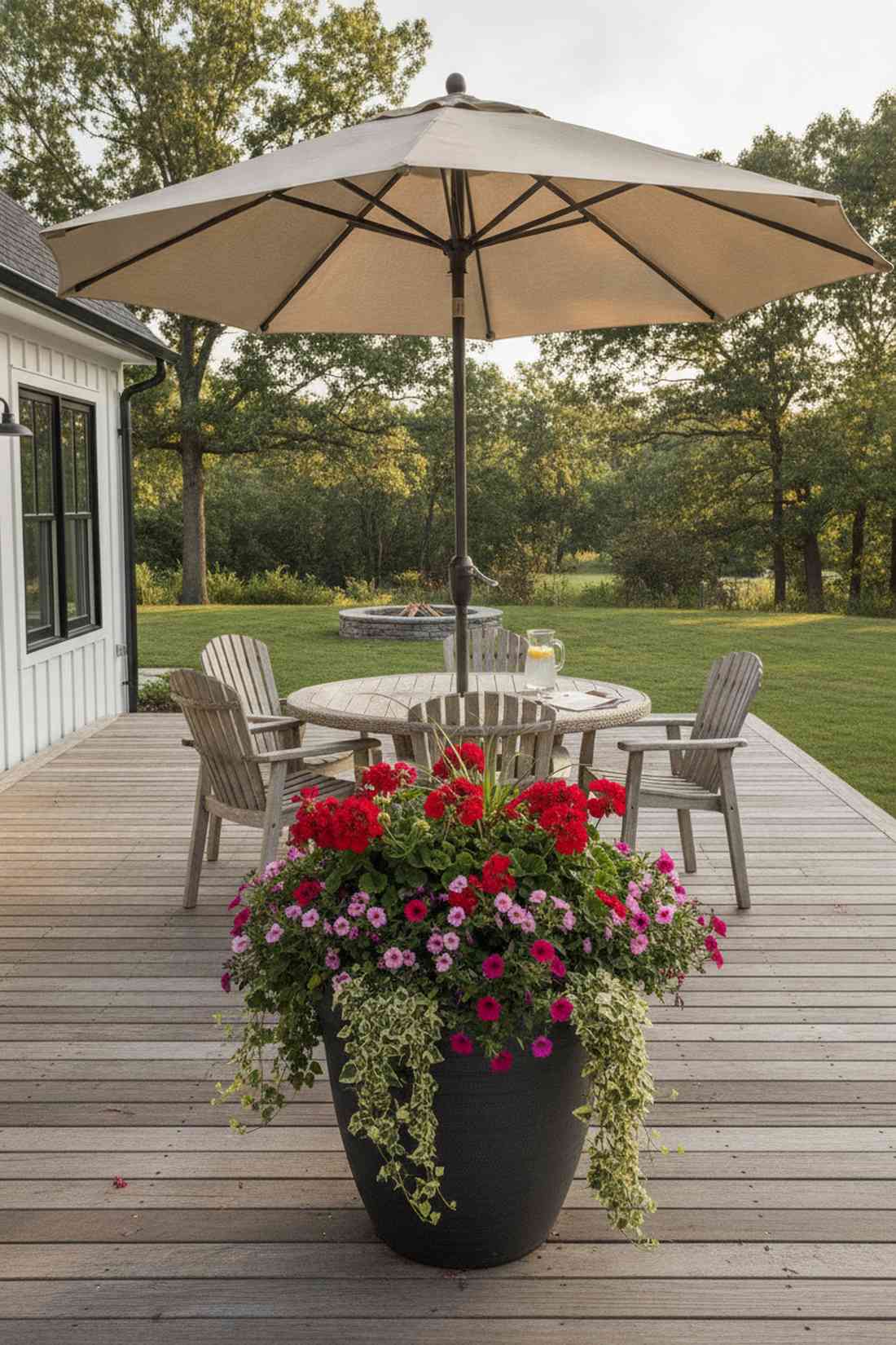 umbrella base planter combinations