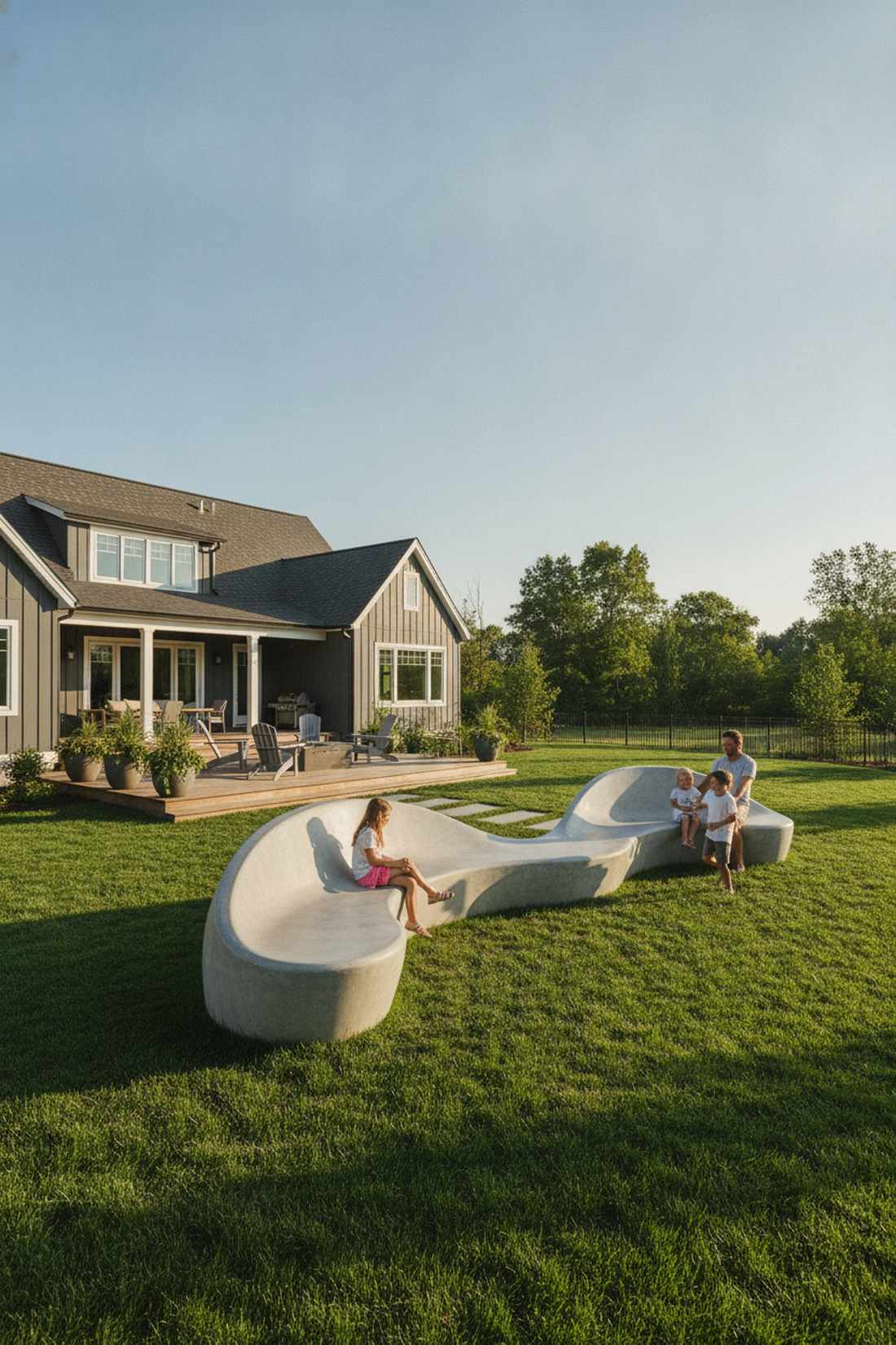 wave form outdoor seating concrete