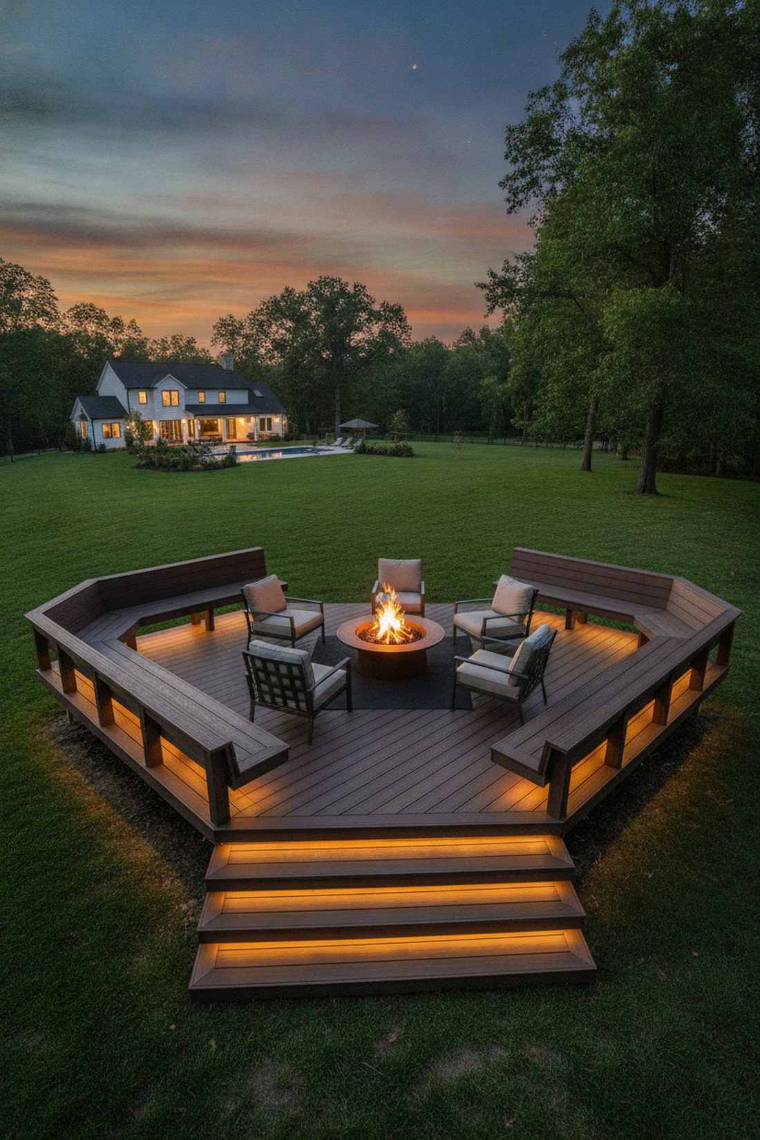 wraparound deck with fire focal point