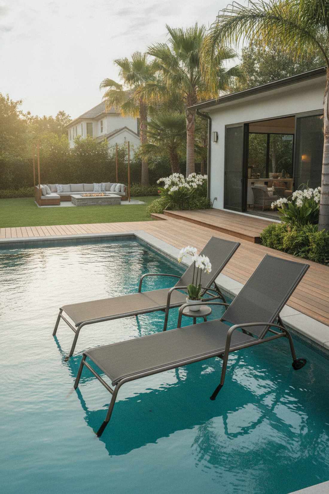 adjustable sling chaise pair