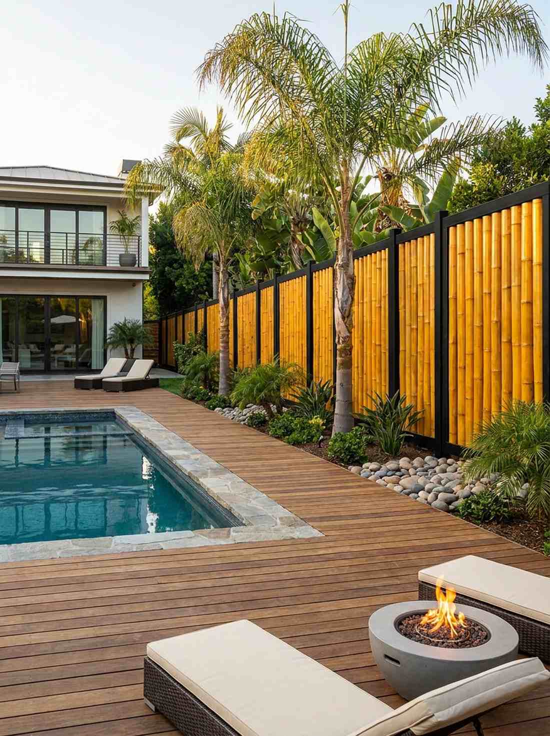 bamboo steel frame modern fence