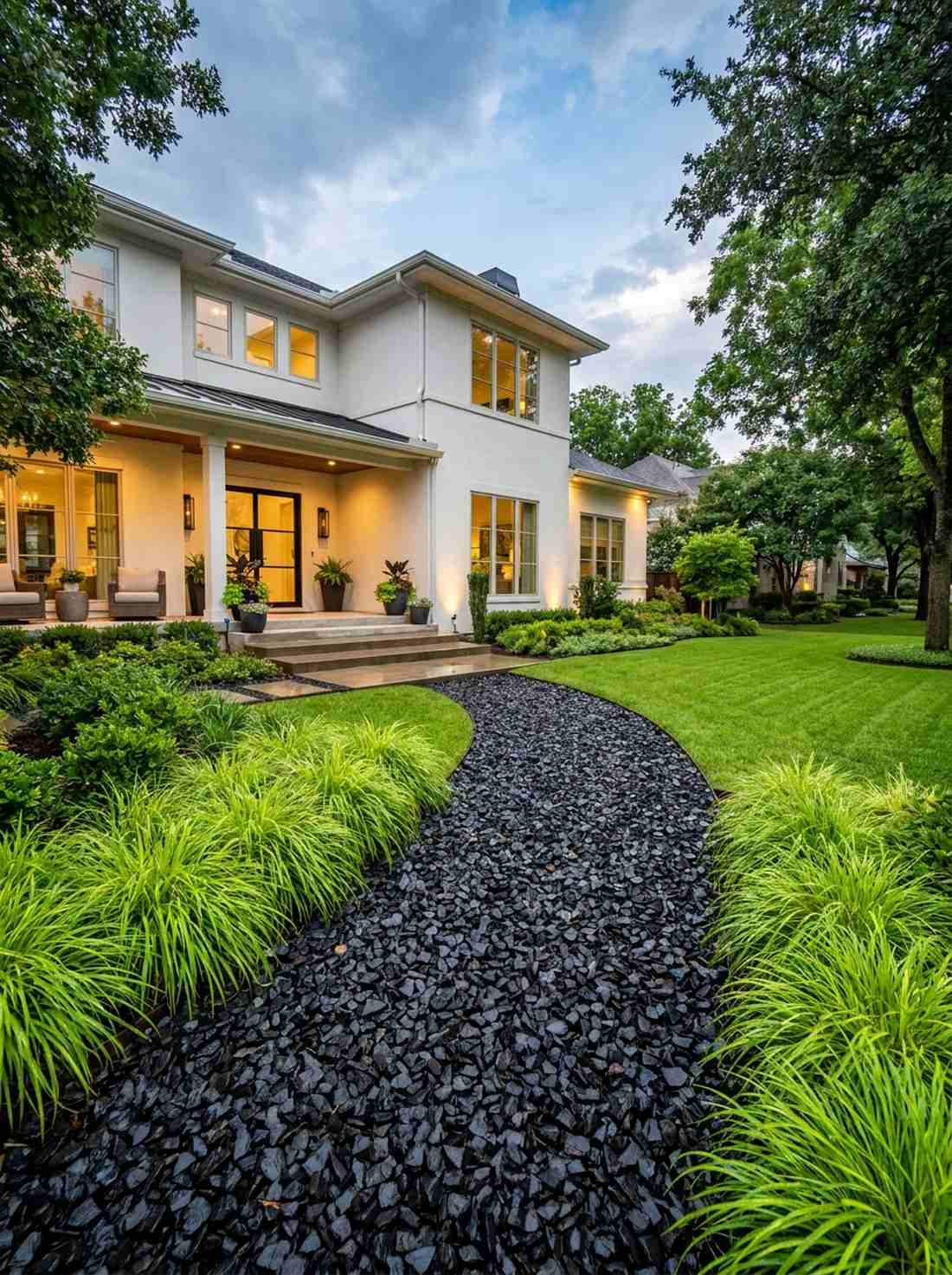 black basalt gravel accent