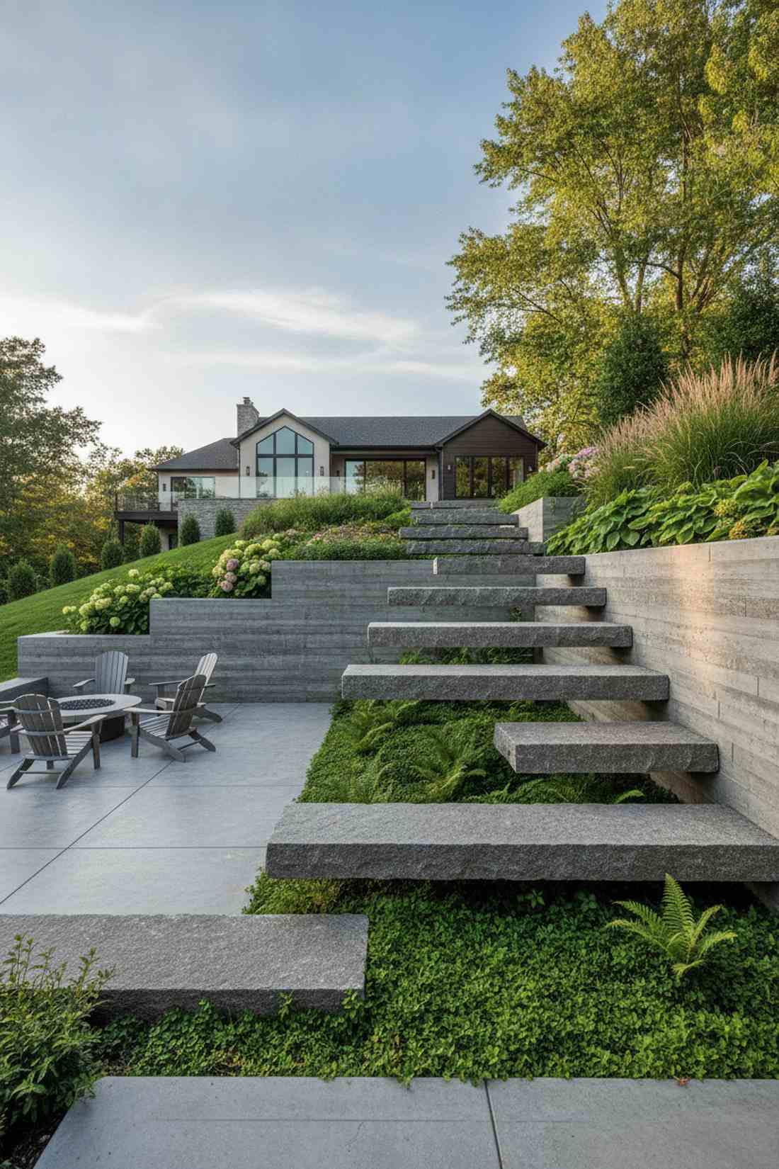 cantilevered stone slabs
