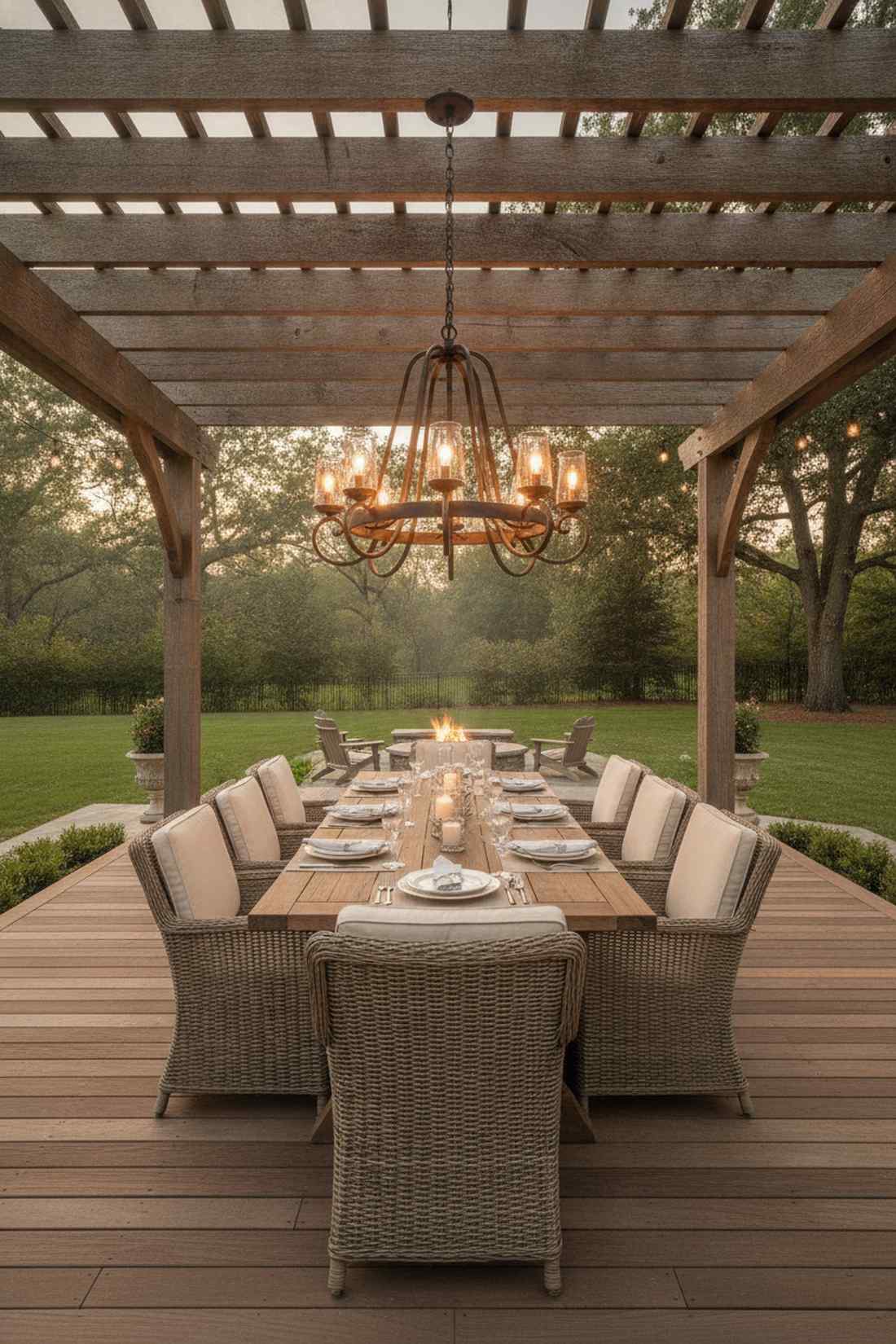 chandelier pergola centerpiece