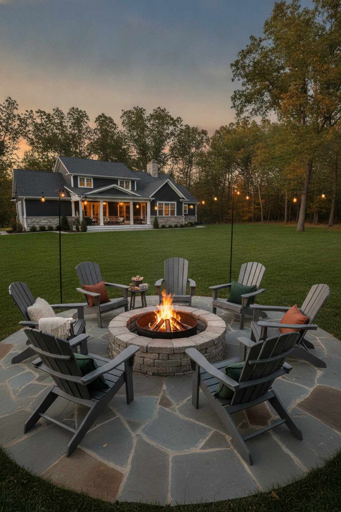 circular seating around fire pit