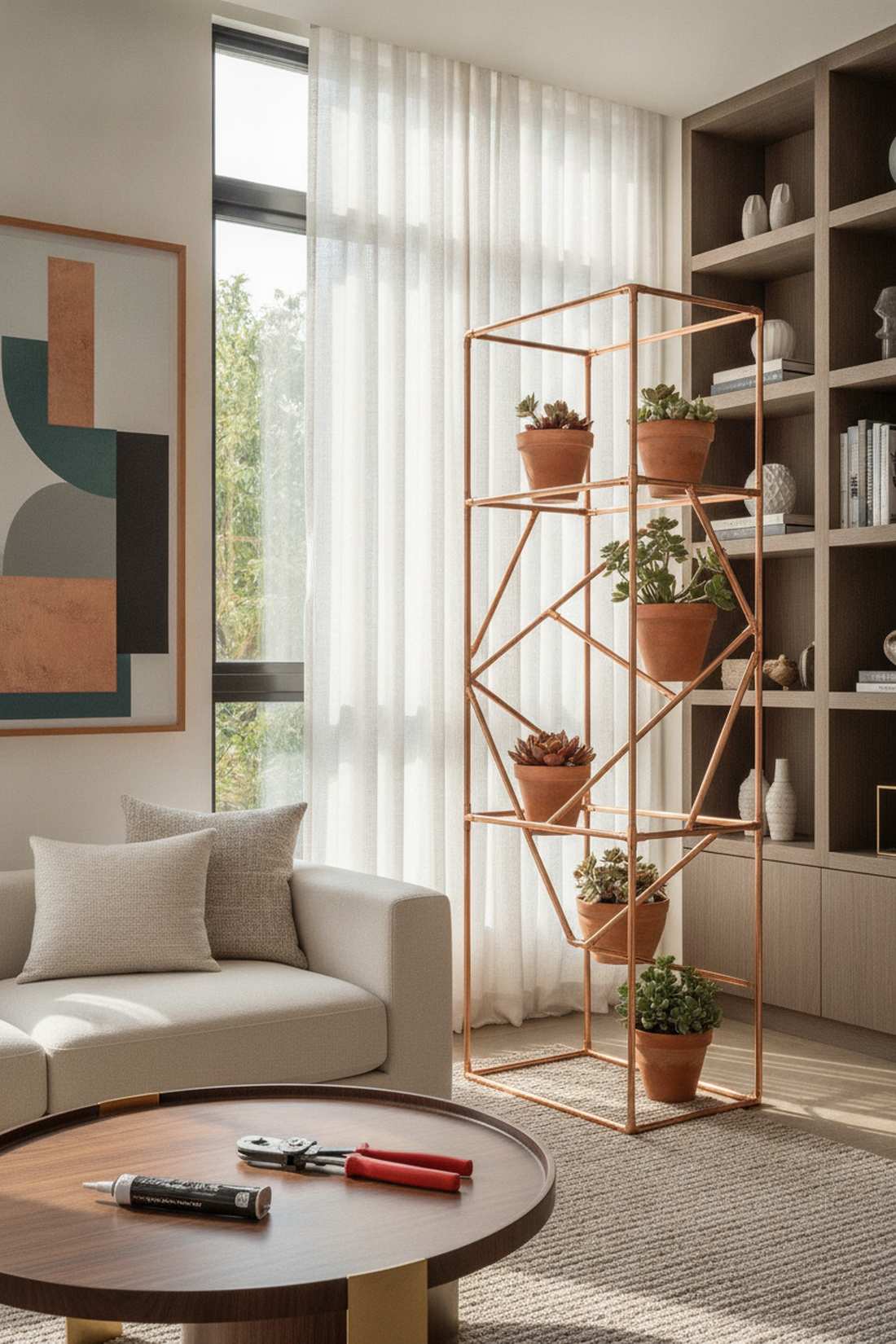 copper pipe geometric stands