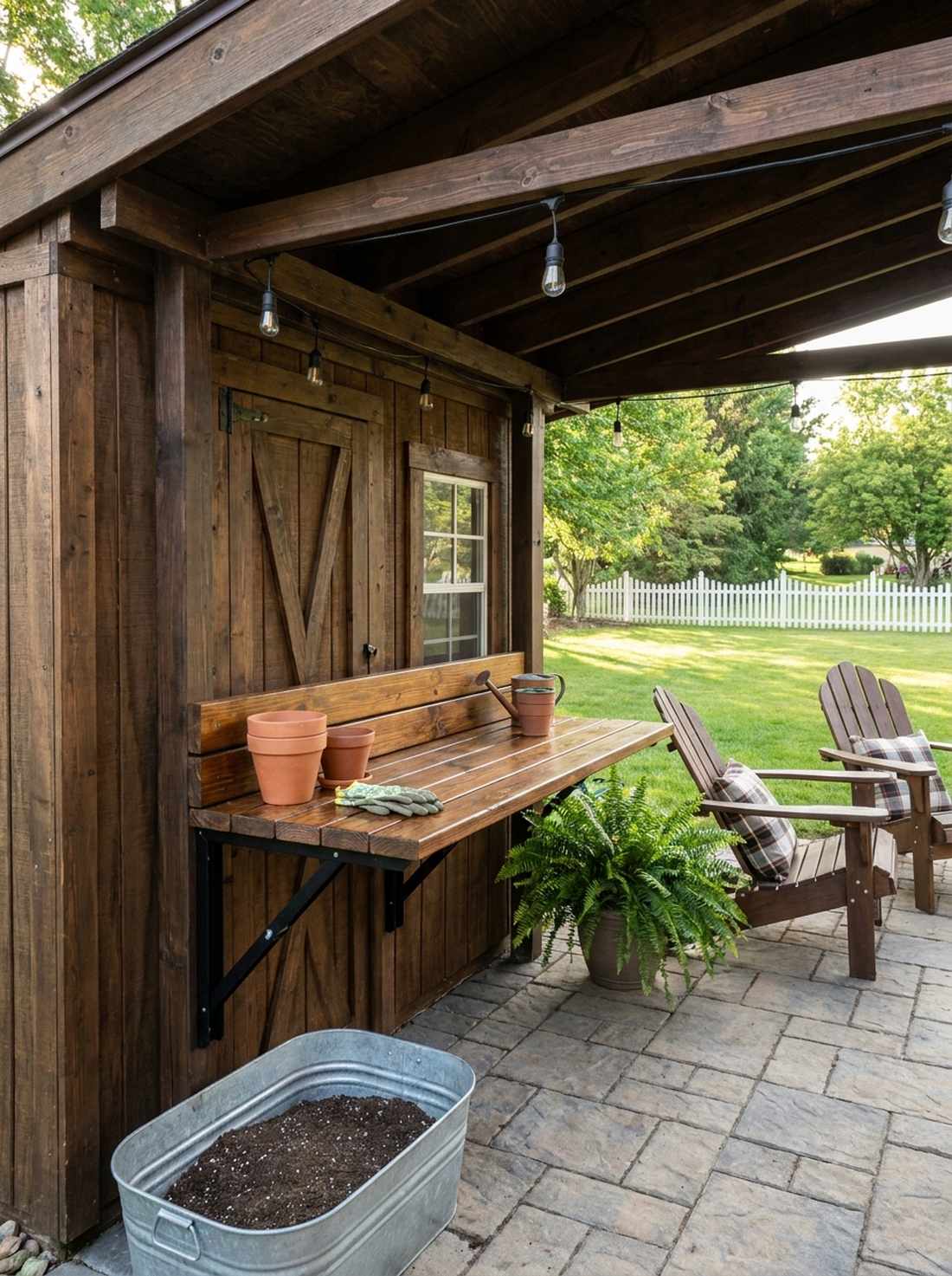 covered porch potting station