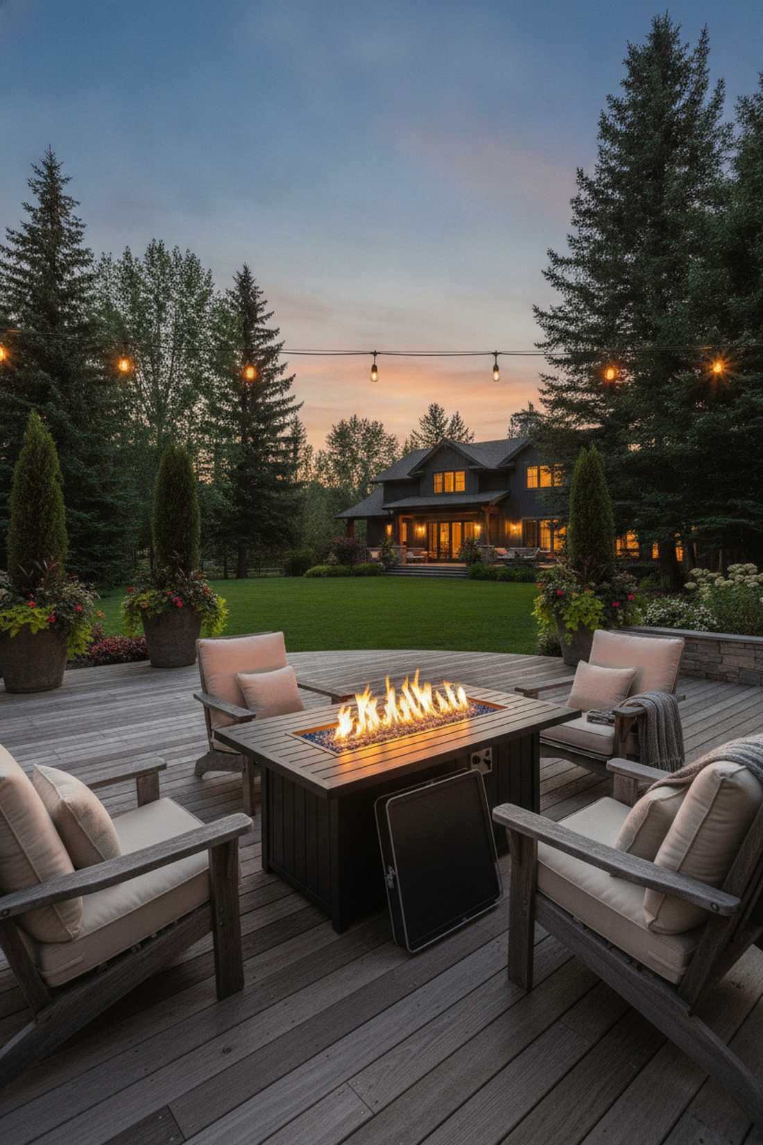 fire pit table with surrounding seating