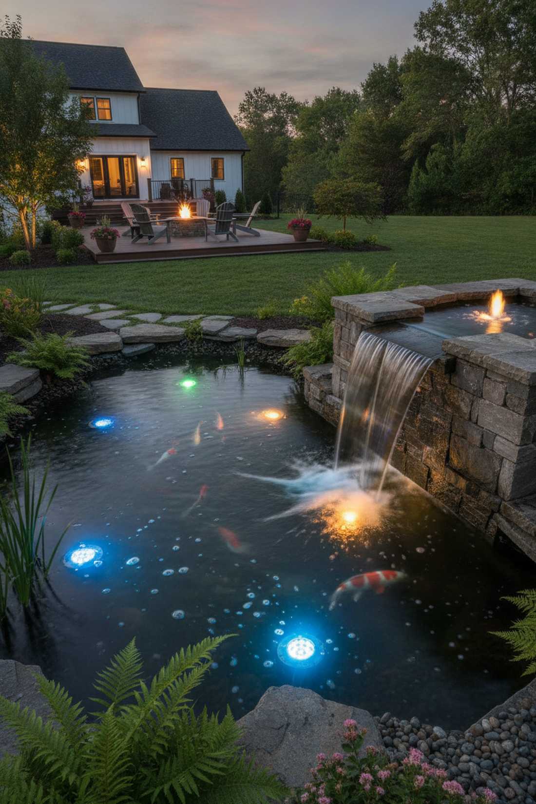fountain water feature lighting