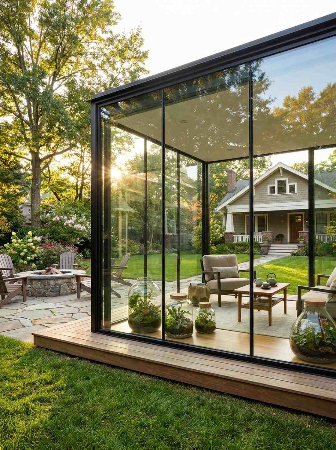 glass walled tea house