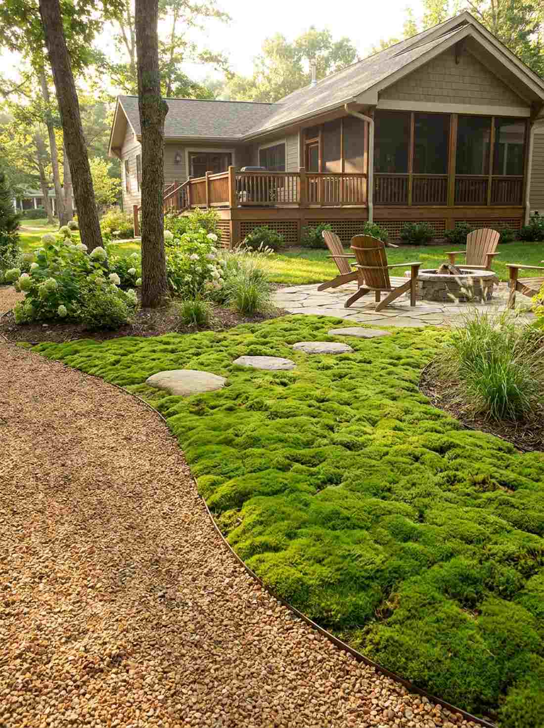 gravel to moss transition