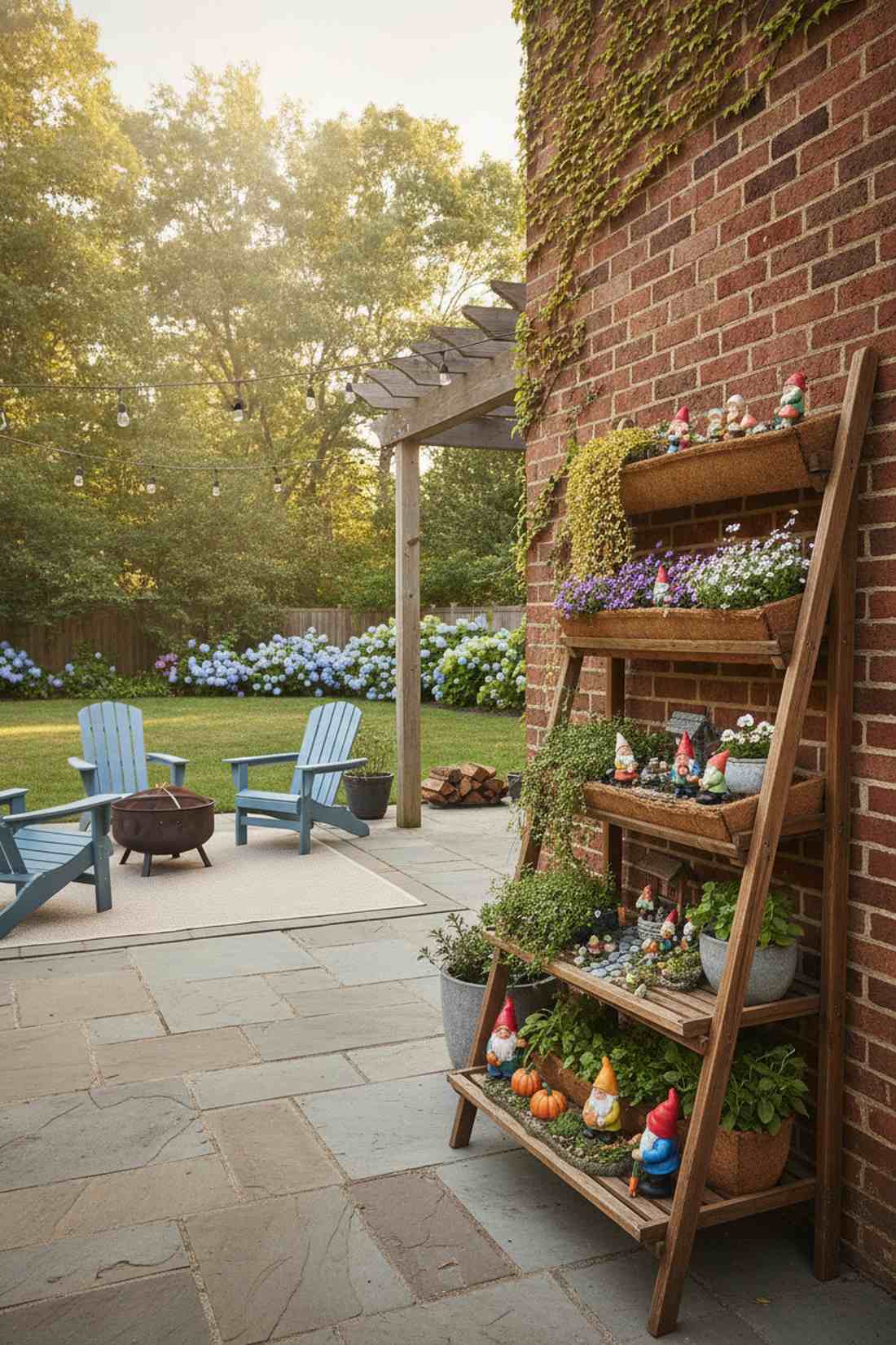 ladder shelf tiered gnome garden