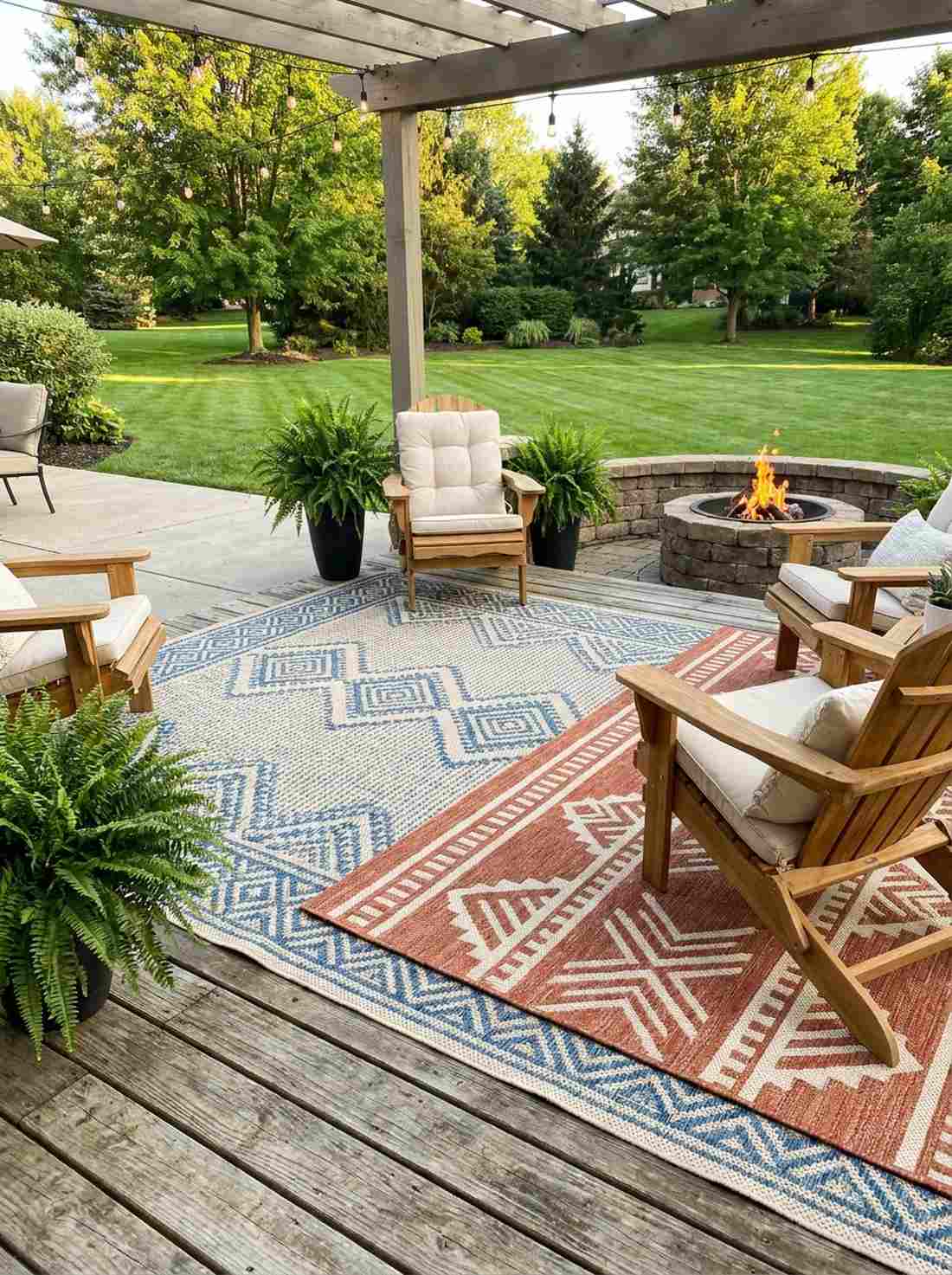 outdoor rug layering systems