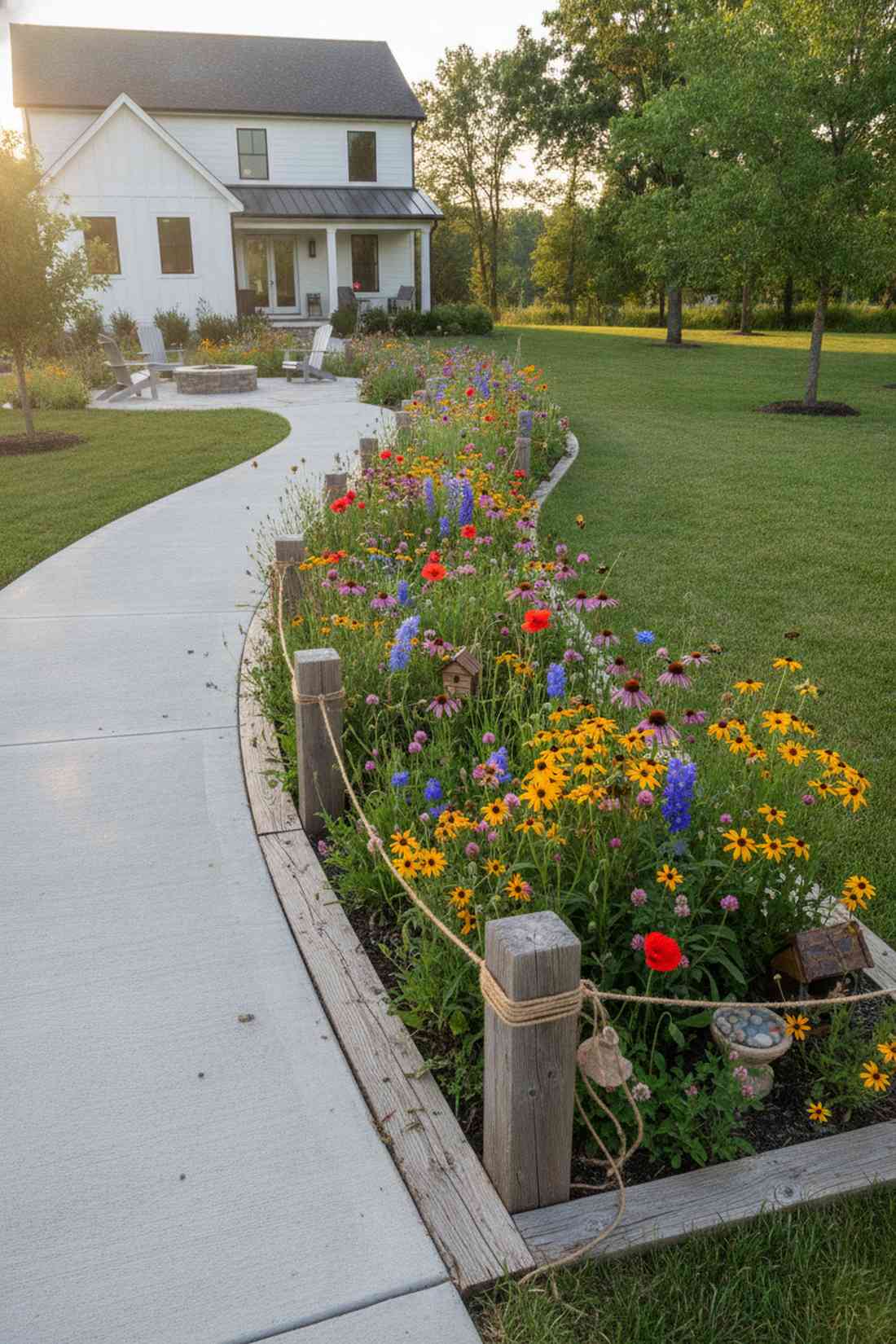 pollinator ribbon along the walkway