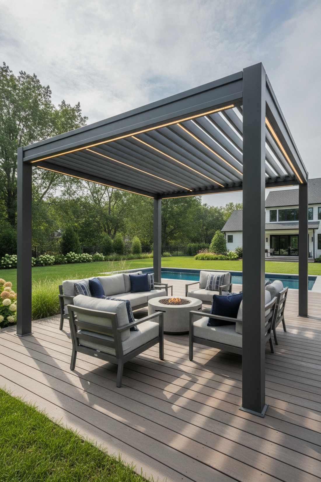 powder coated aluminum pergola with louvers