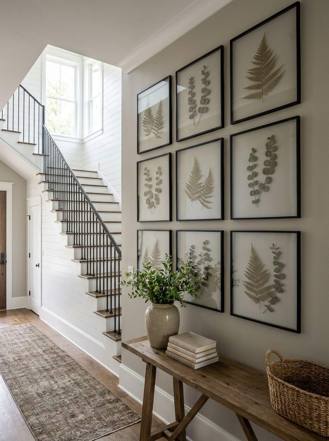 pressed botanical art in black frames