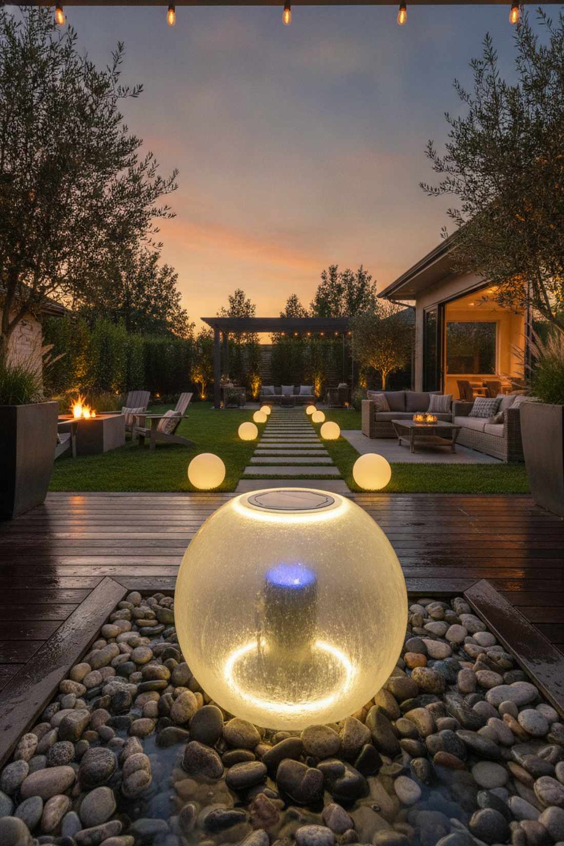 solar sphere with led lighting