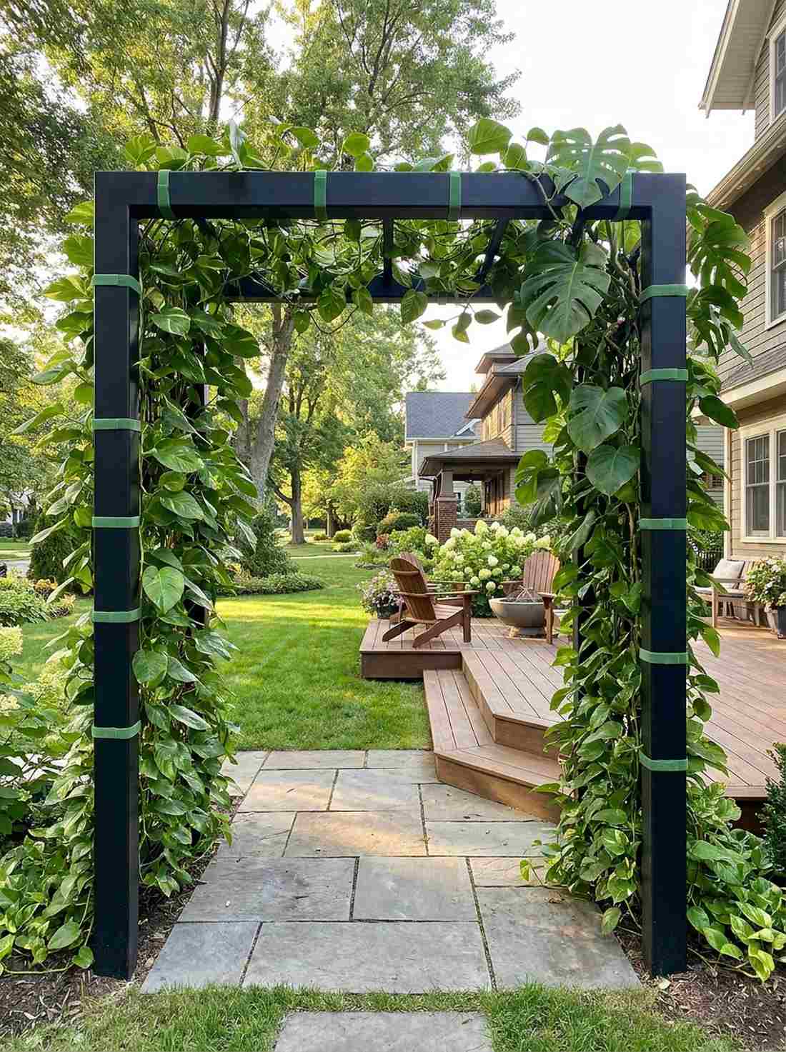 steel archway with climbing pothos