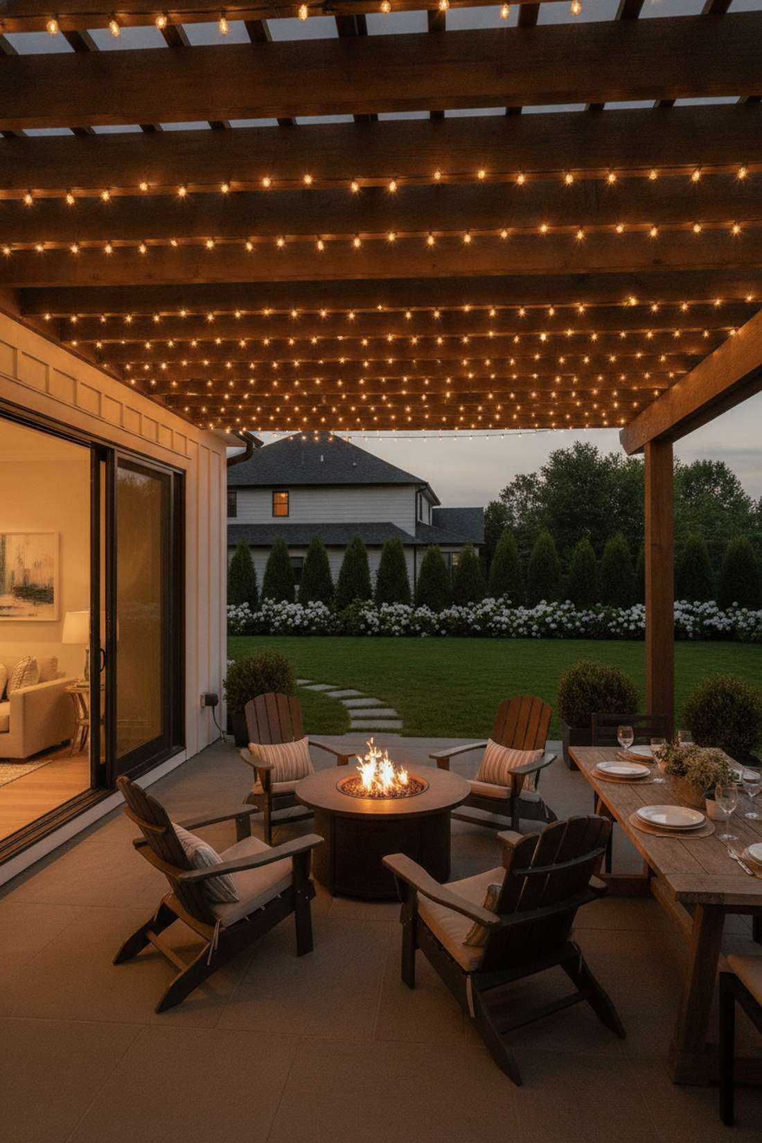 warm string light canopies