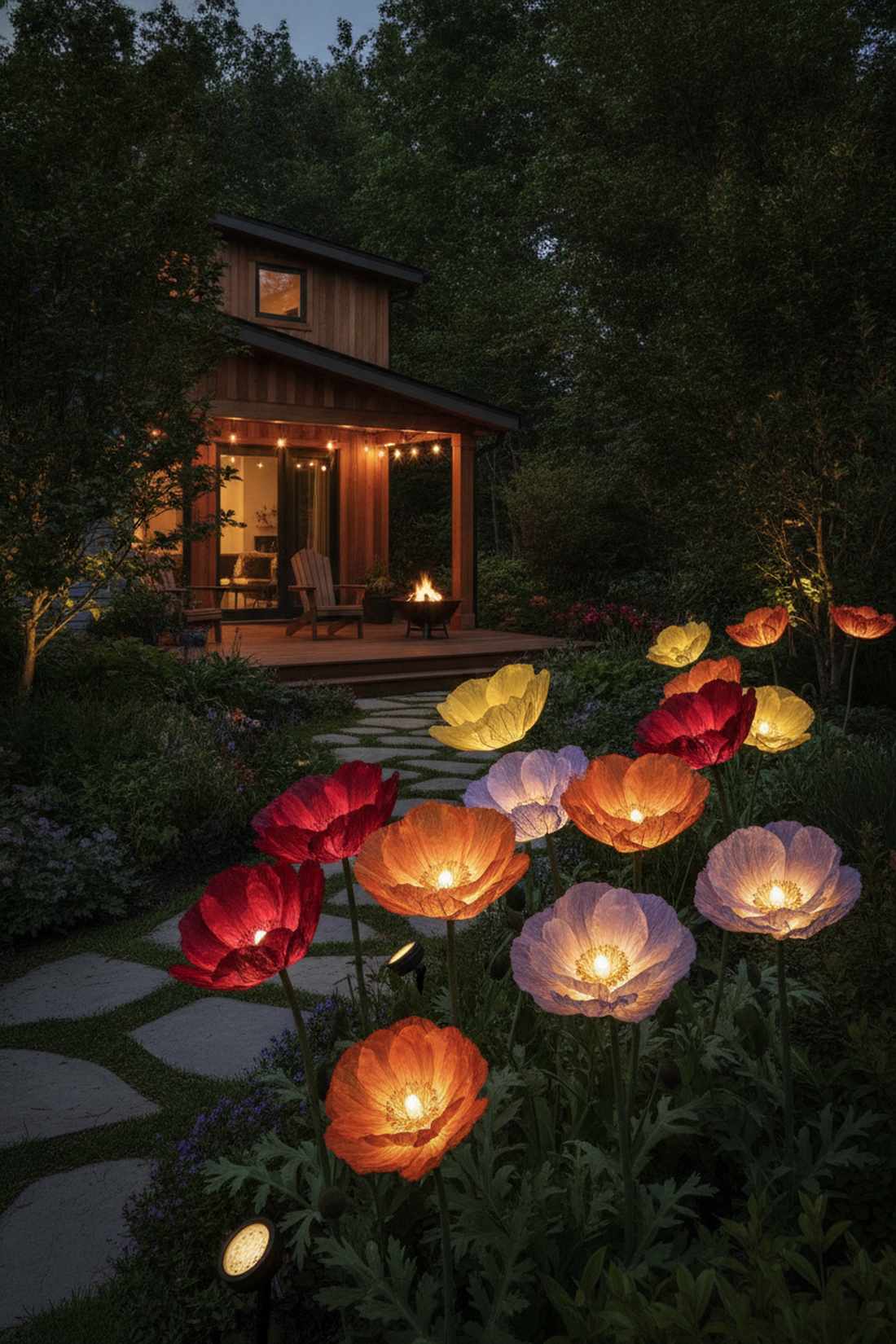 backlighting translucent flowers