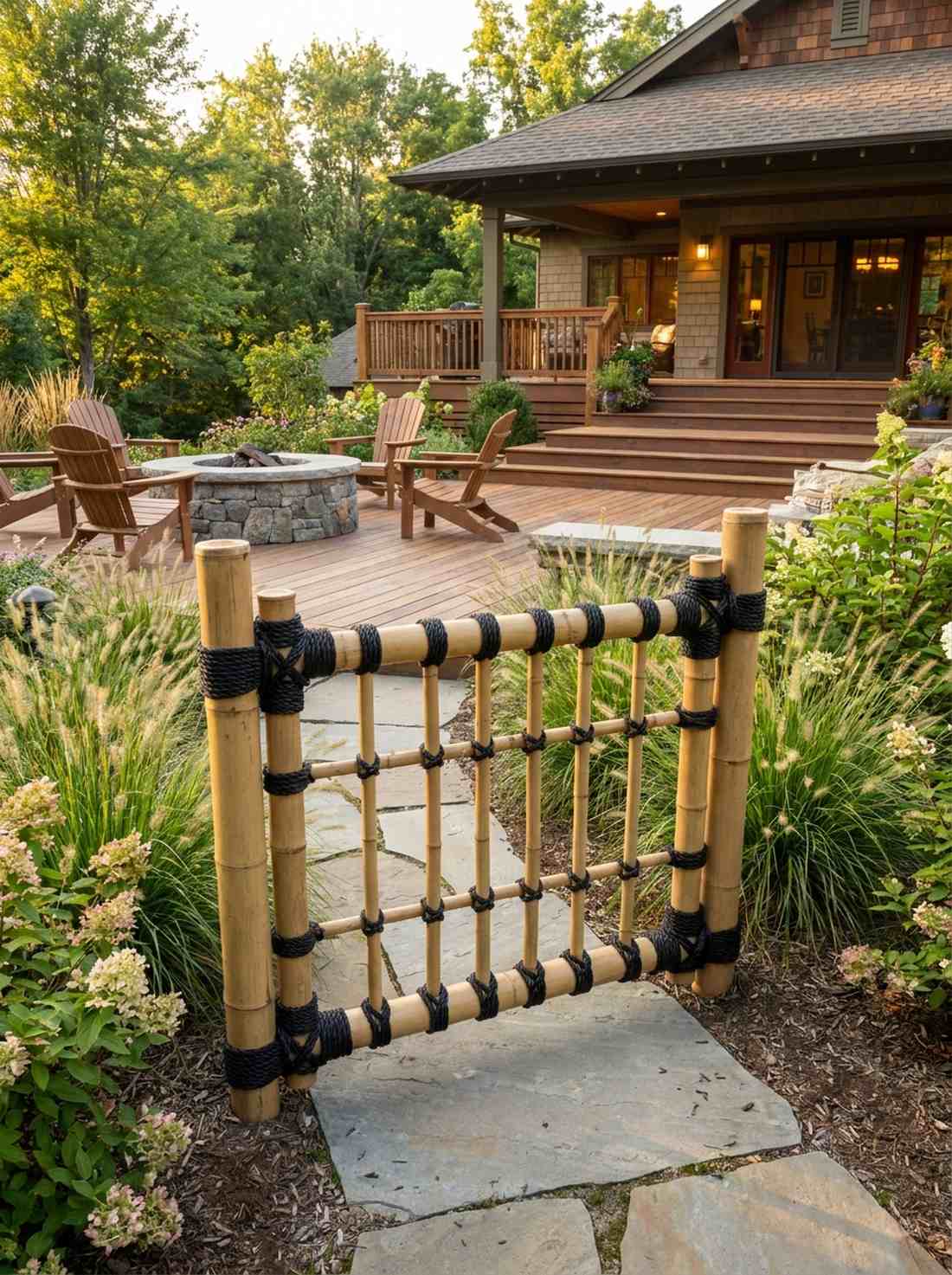 bamboo and rope lashing gate