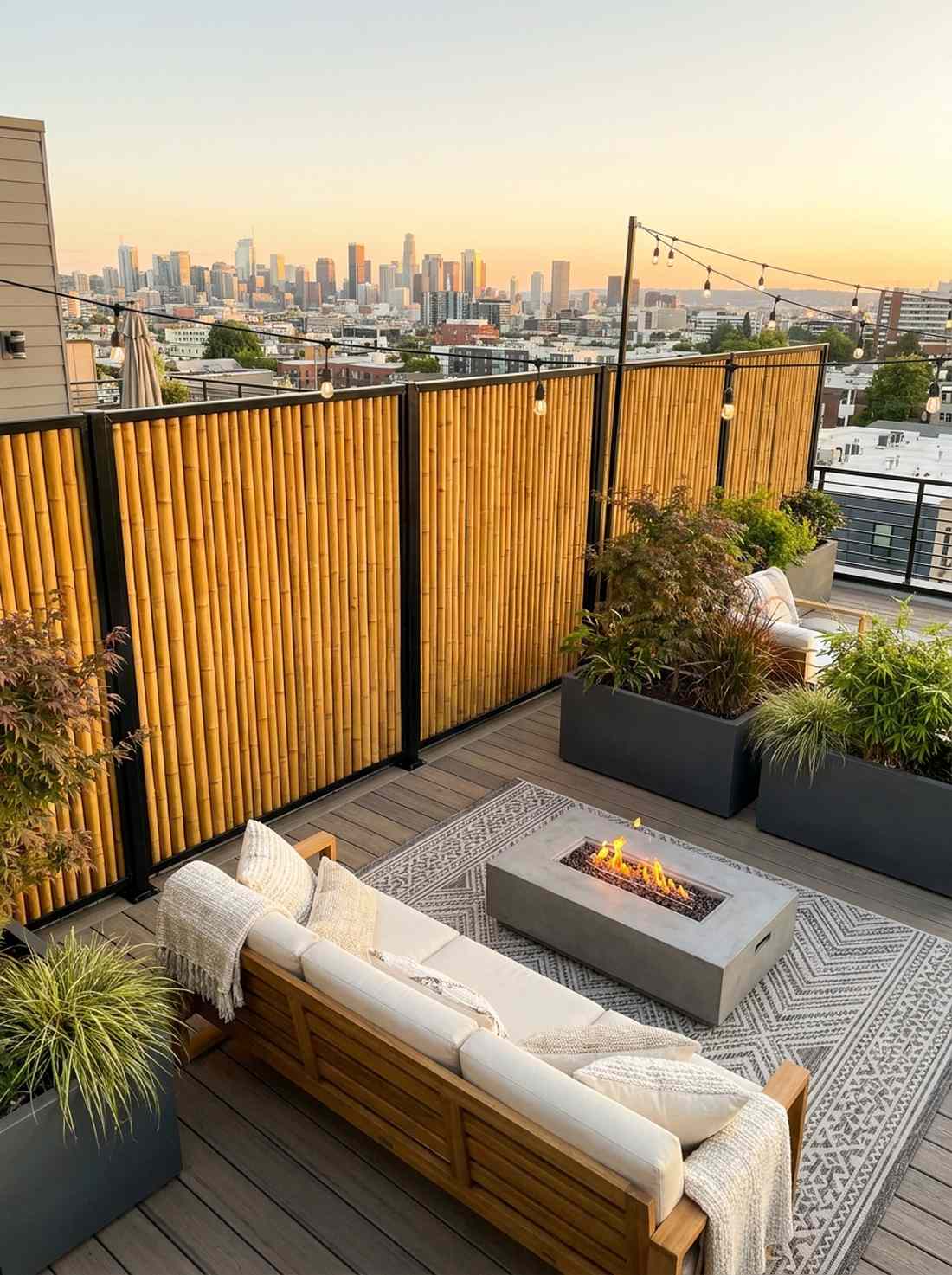 bamboo panel and steel frame fence
