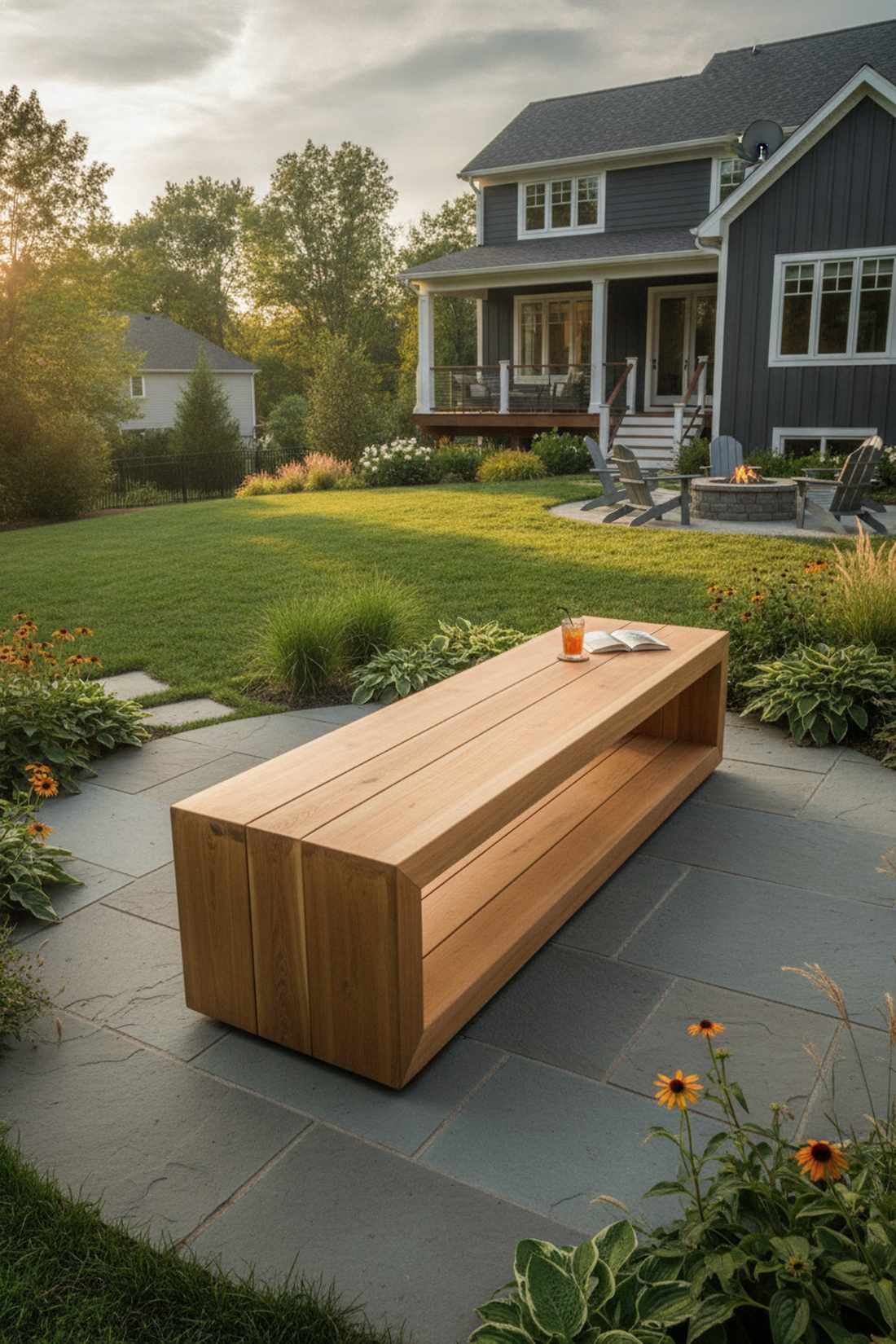 cedar box beam bench