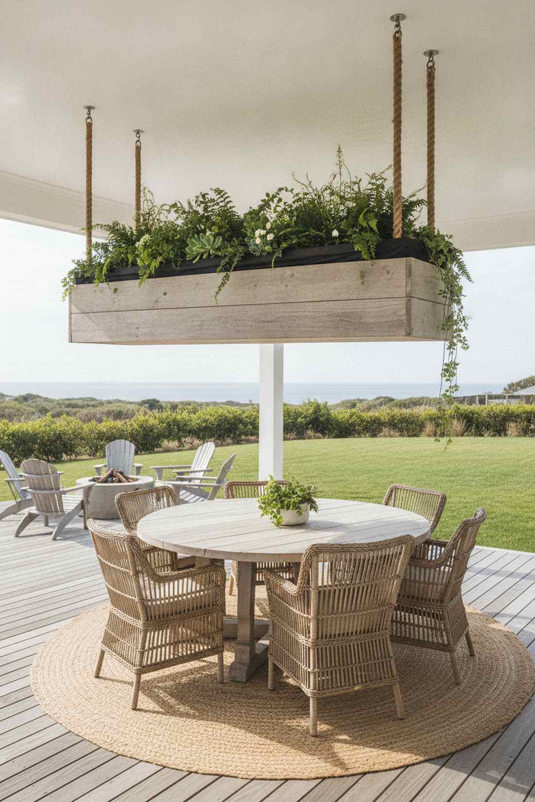 cedar box planter with rope
