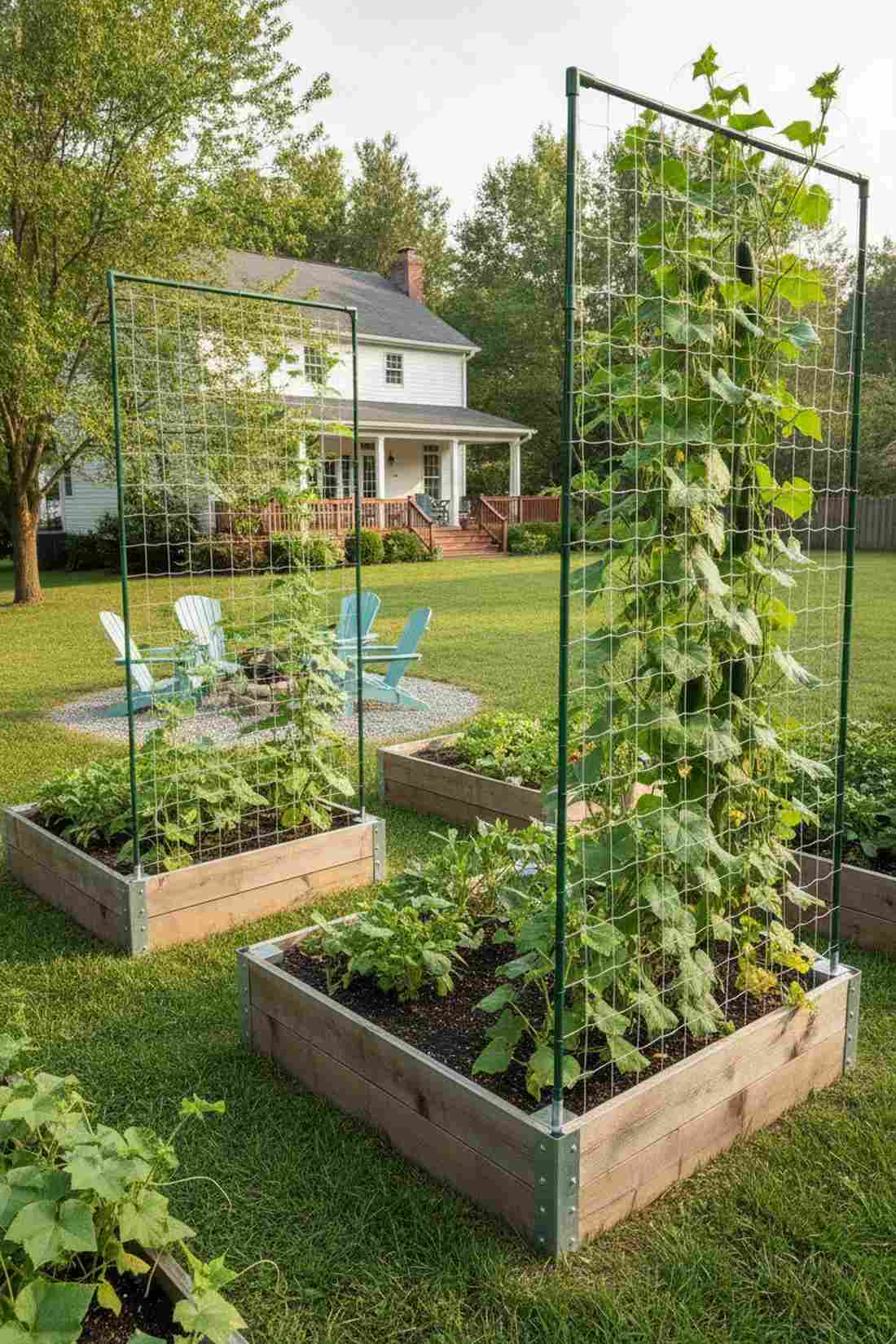 cucumber vertical trellises