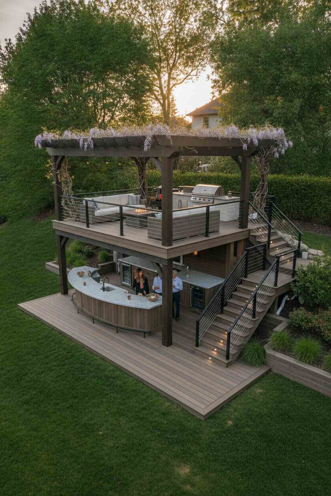 double level pergola bar