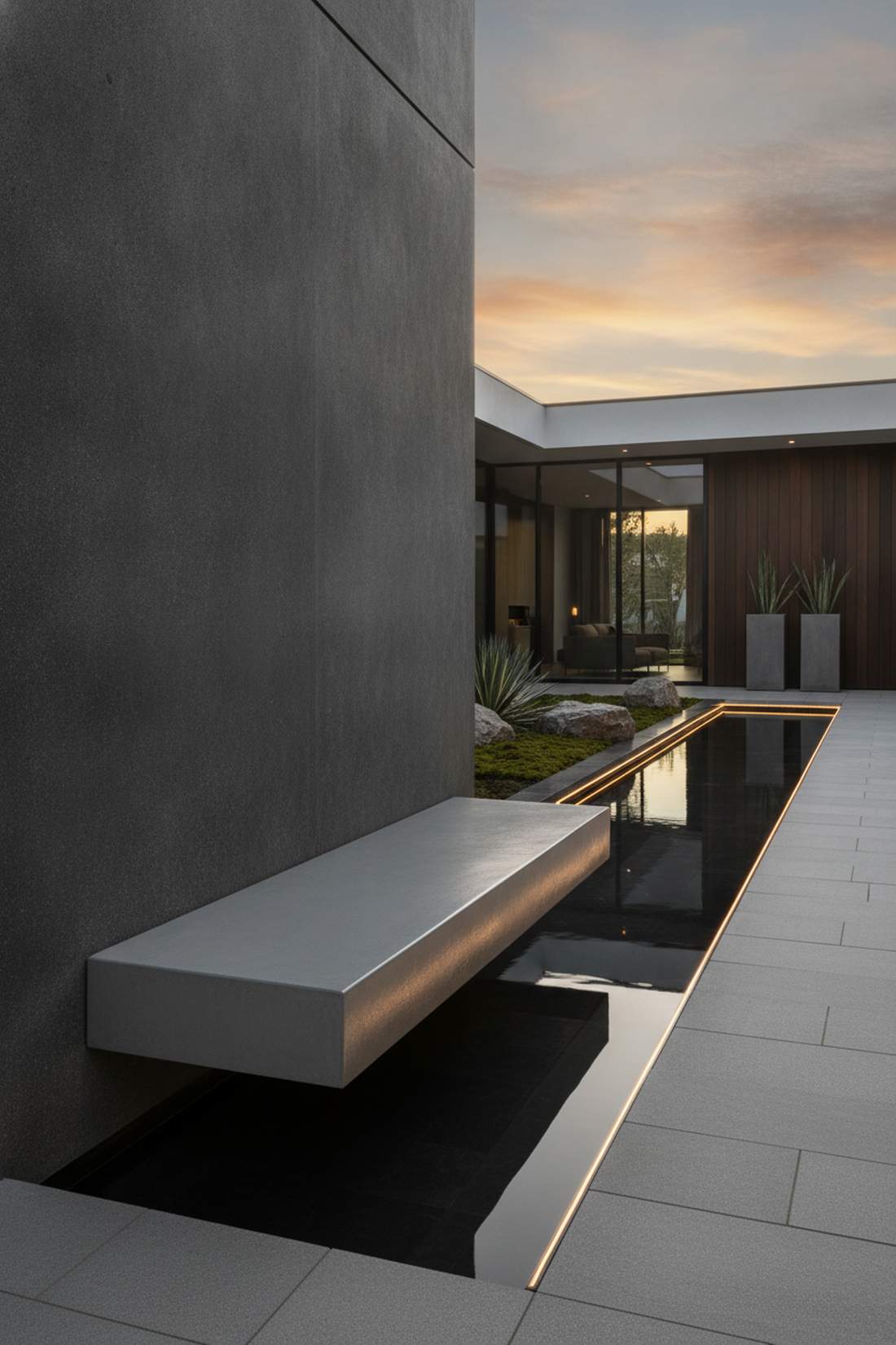 floating concrete bench