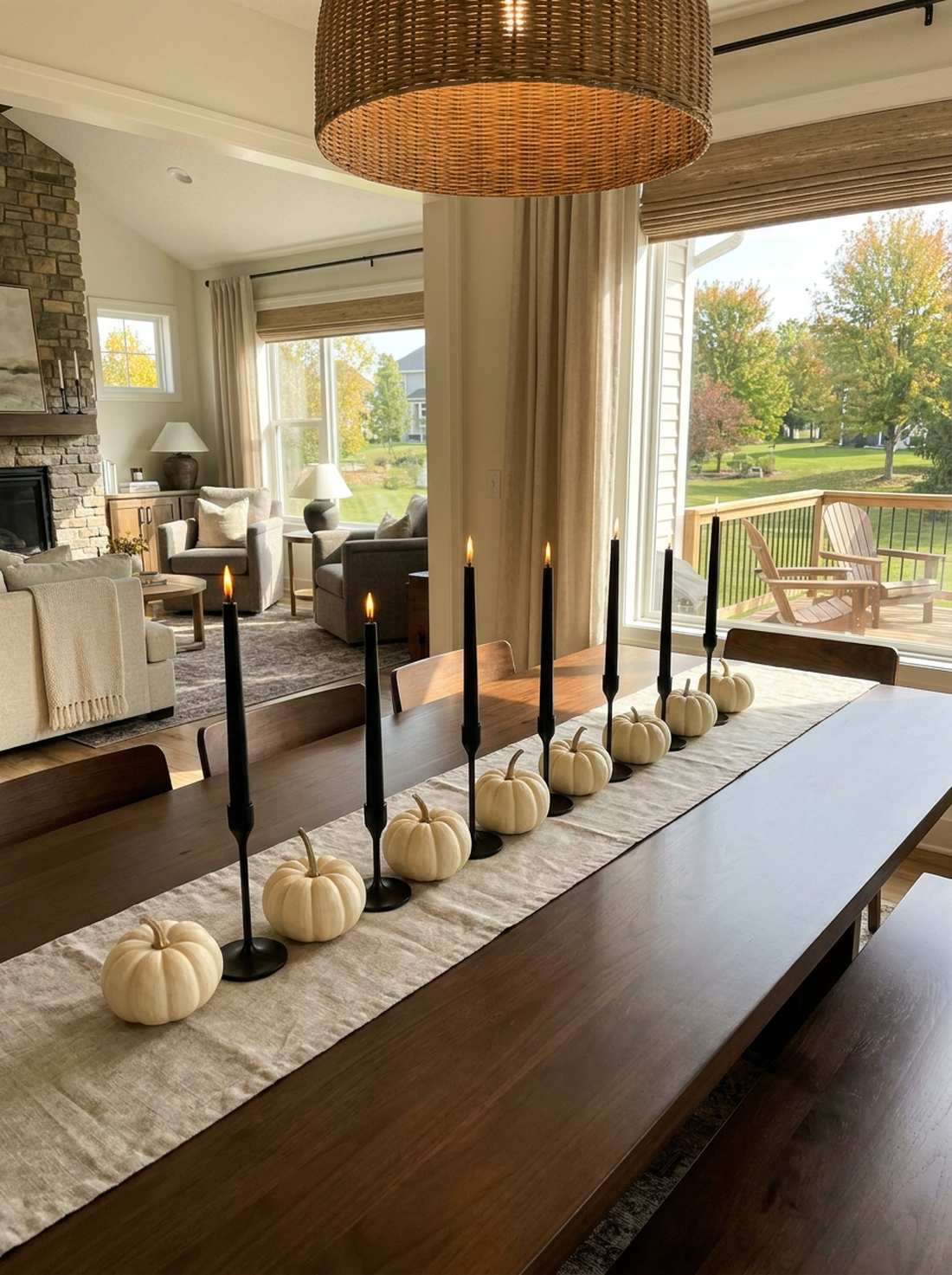 line arrangement miniature pumpkins