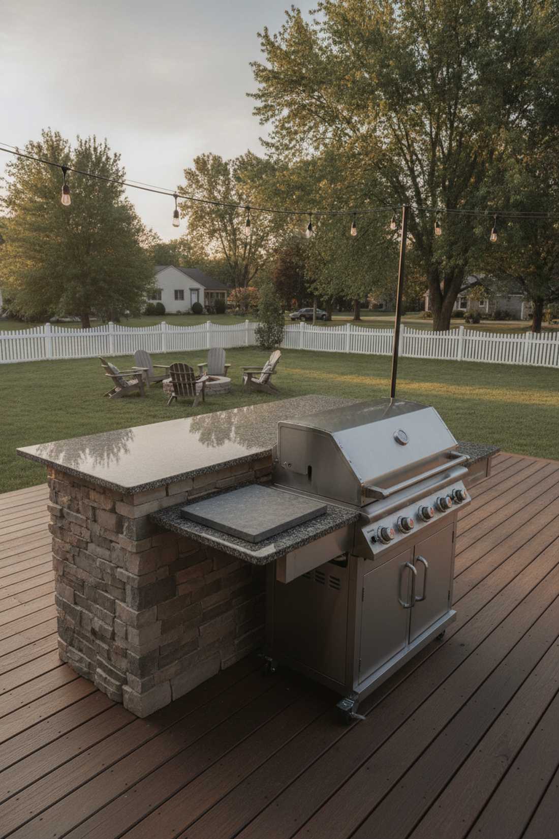 mobile grill island with fixed bar