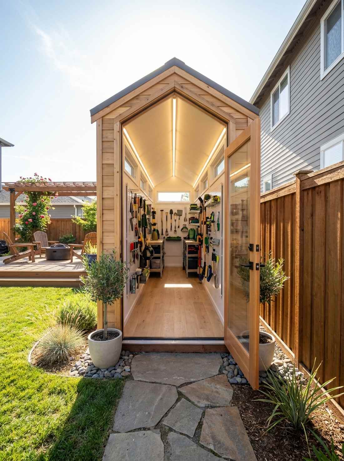 narrow profile side yard shed