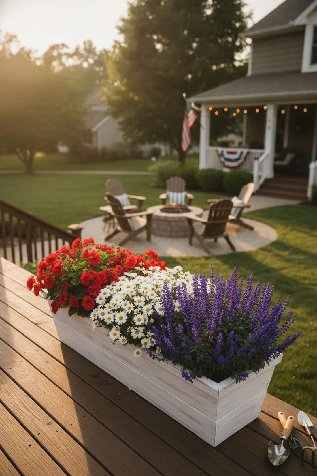 patriotic red white blue display
