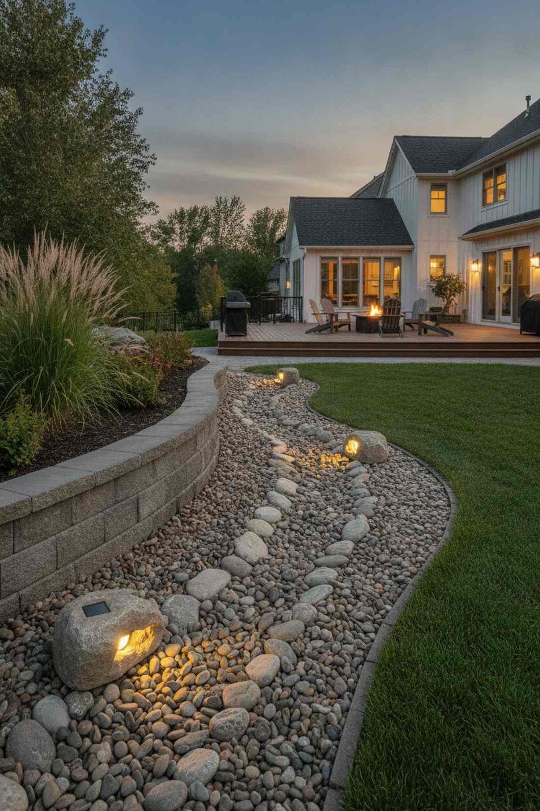 rock formation landscape lights