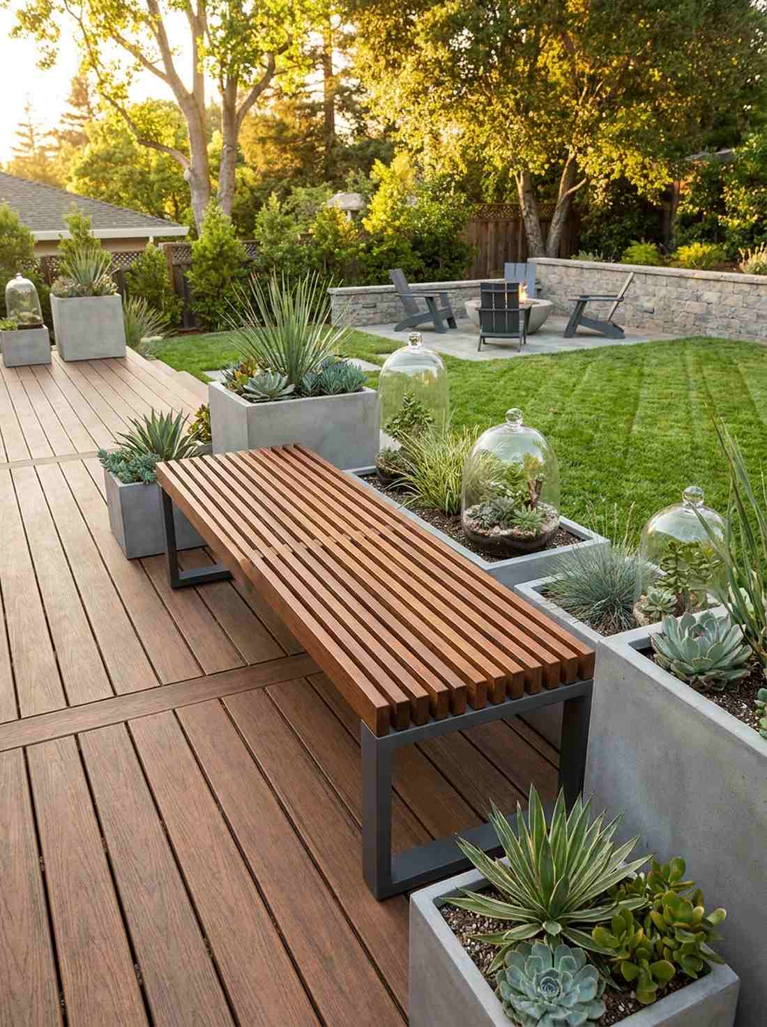steel frame wood slat bench