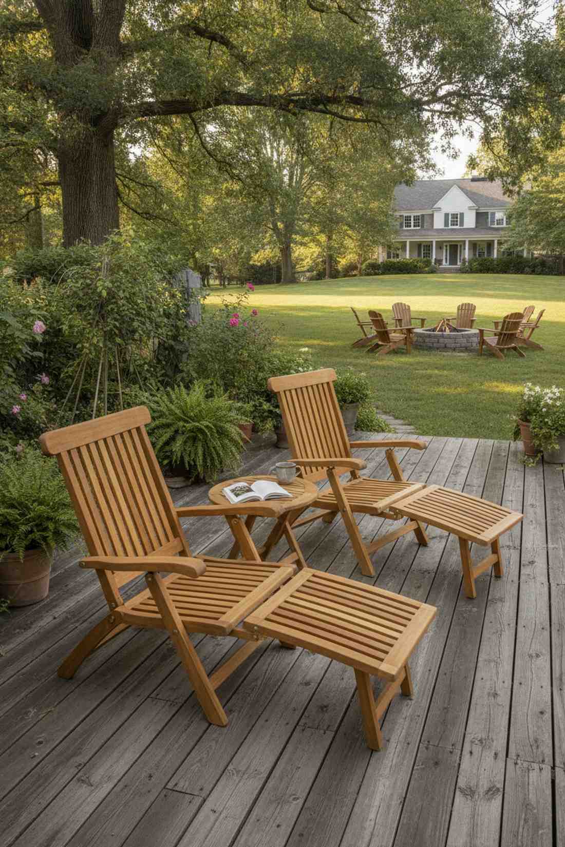 teak steamer chair set