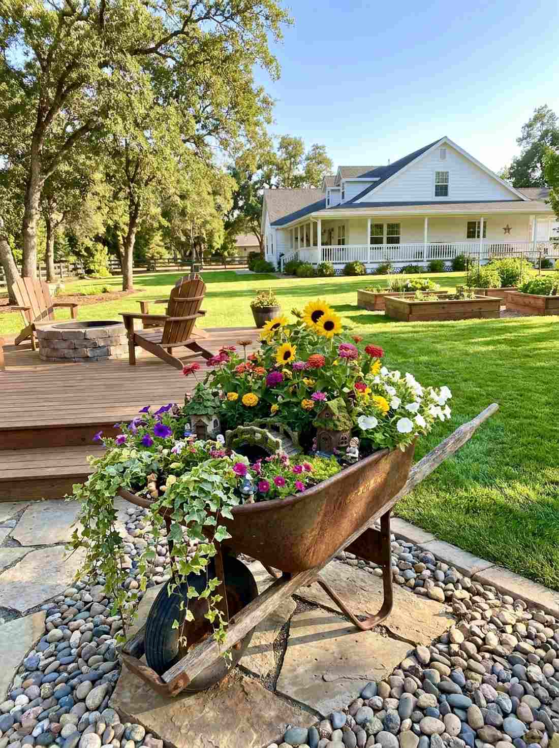 vintage wheelbarrow gardens