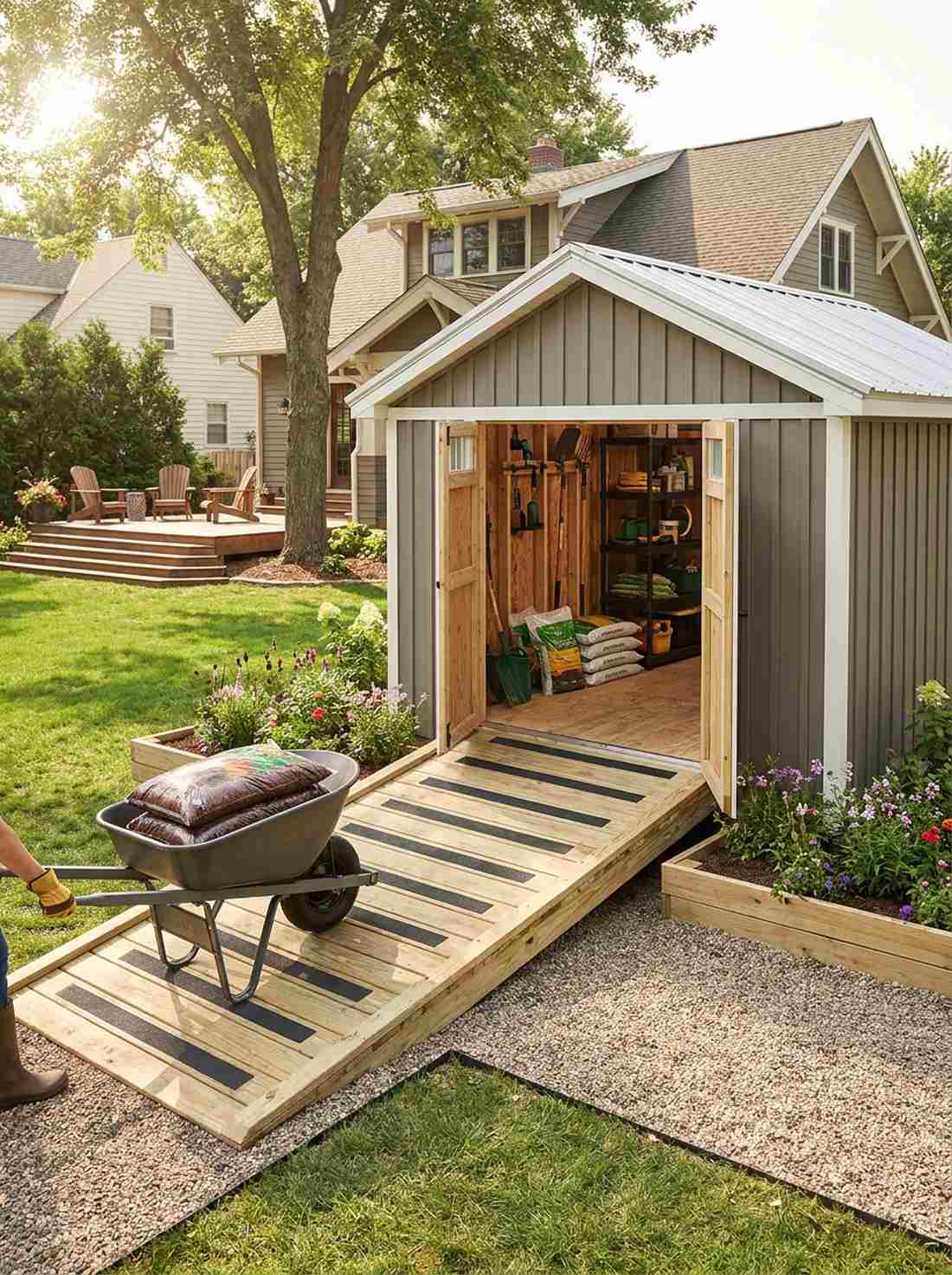 wheelbarrow accessible garden center